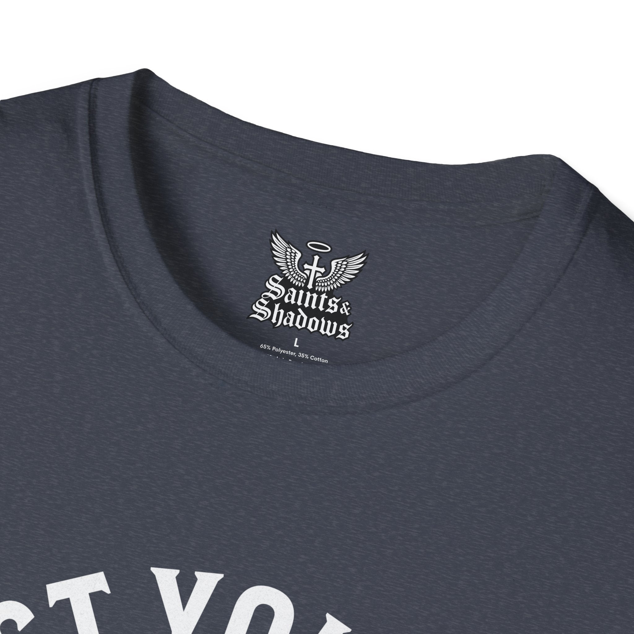 Saints and Shadows - Protect Your Peace, Angelic Artwork Unisex Softstyle T-Shirt, Casual Wear