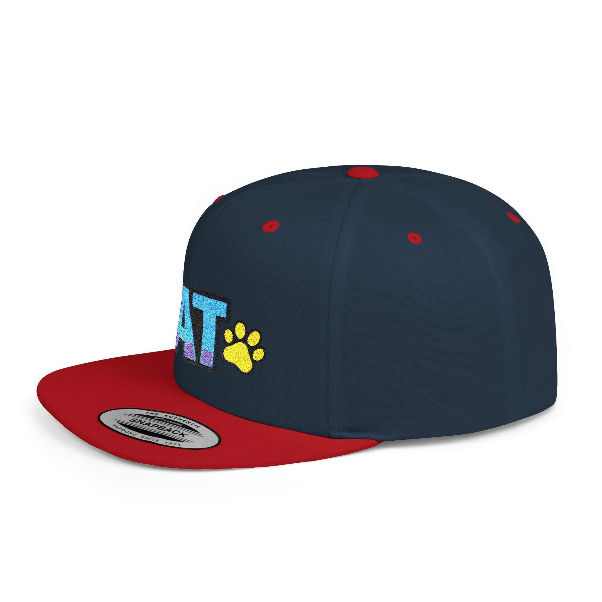 DJ Kat Paws Flat Bill Snapback Hat, Paw Print Cap for Music Lovers and Trendsetters
