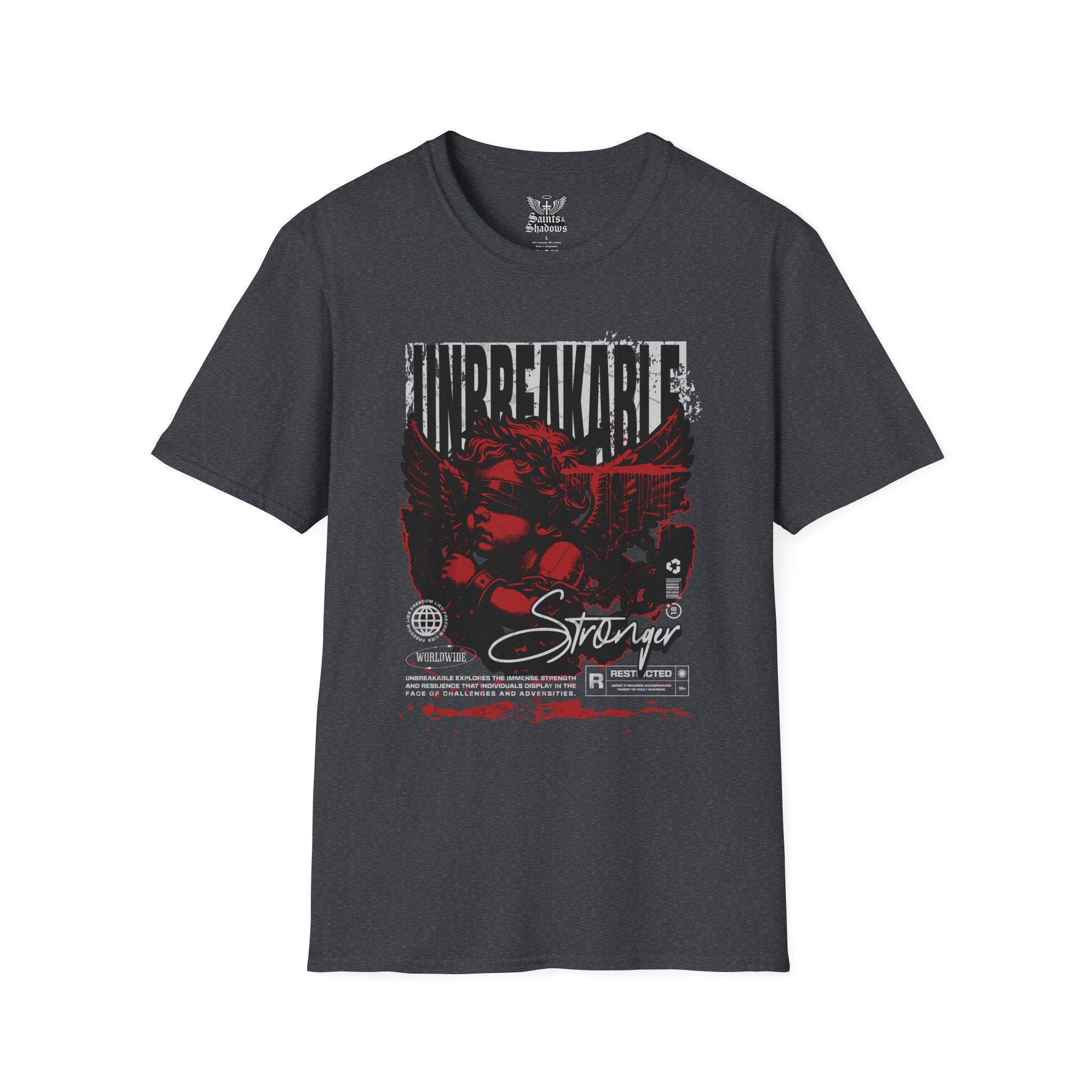 Saints and Shadows - Unbreakabe Strength, Angelic Artwork Unisex Softstyle T-Shirt, Casual Wear
