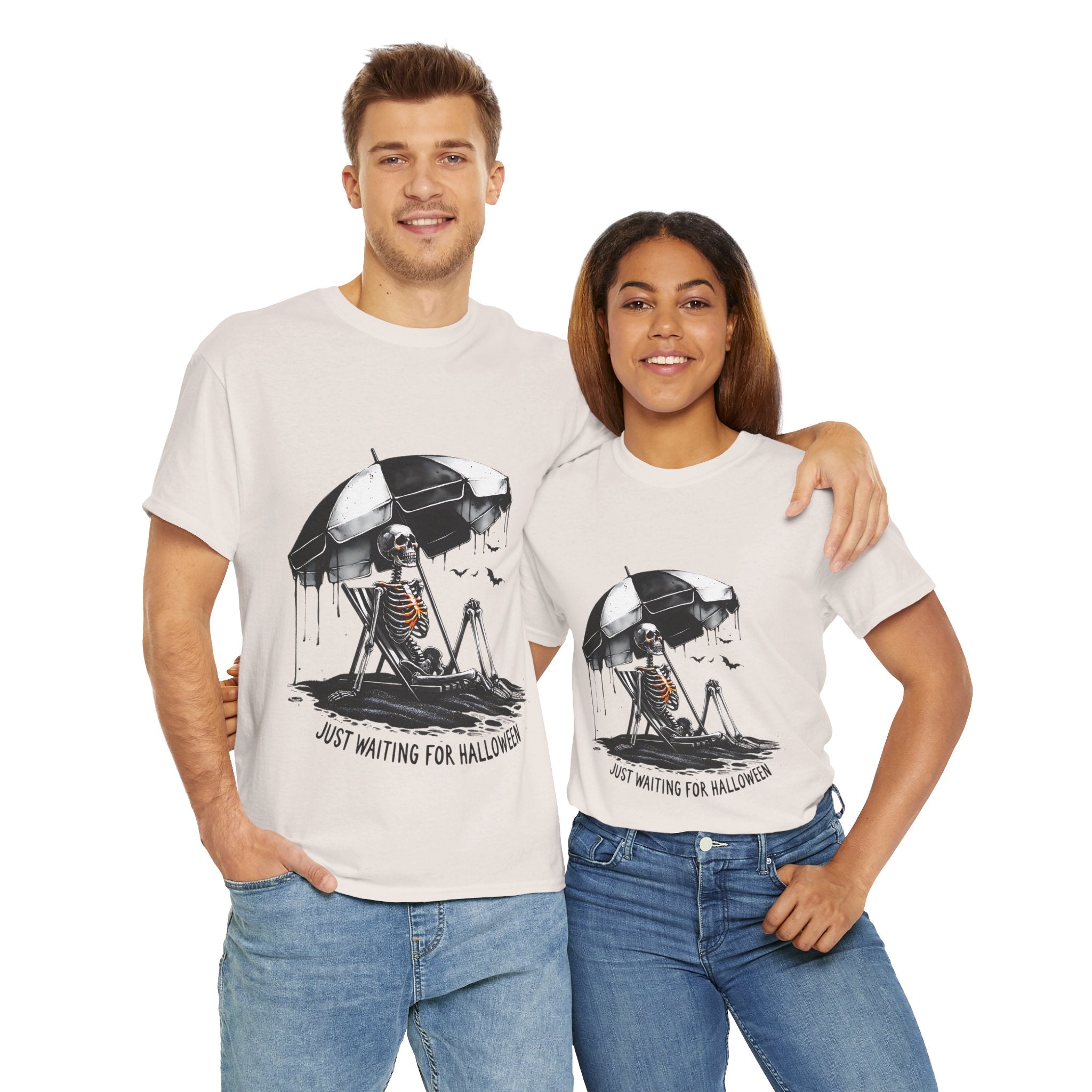 Just Waiting for Halloween, Heavy, Unisex Graphic Shirt, Birthday Gift, Casual Wear, Vintage Style, Floral Design T-shirt