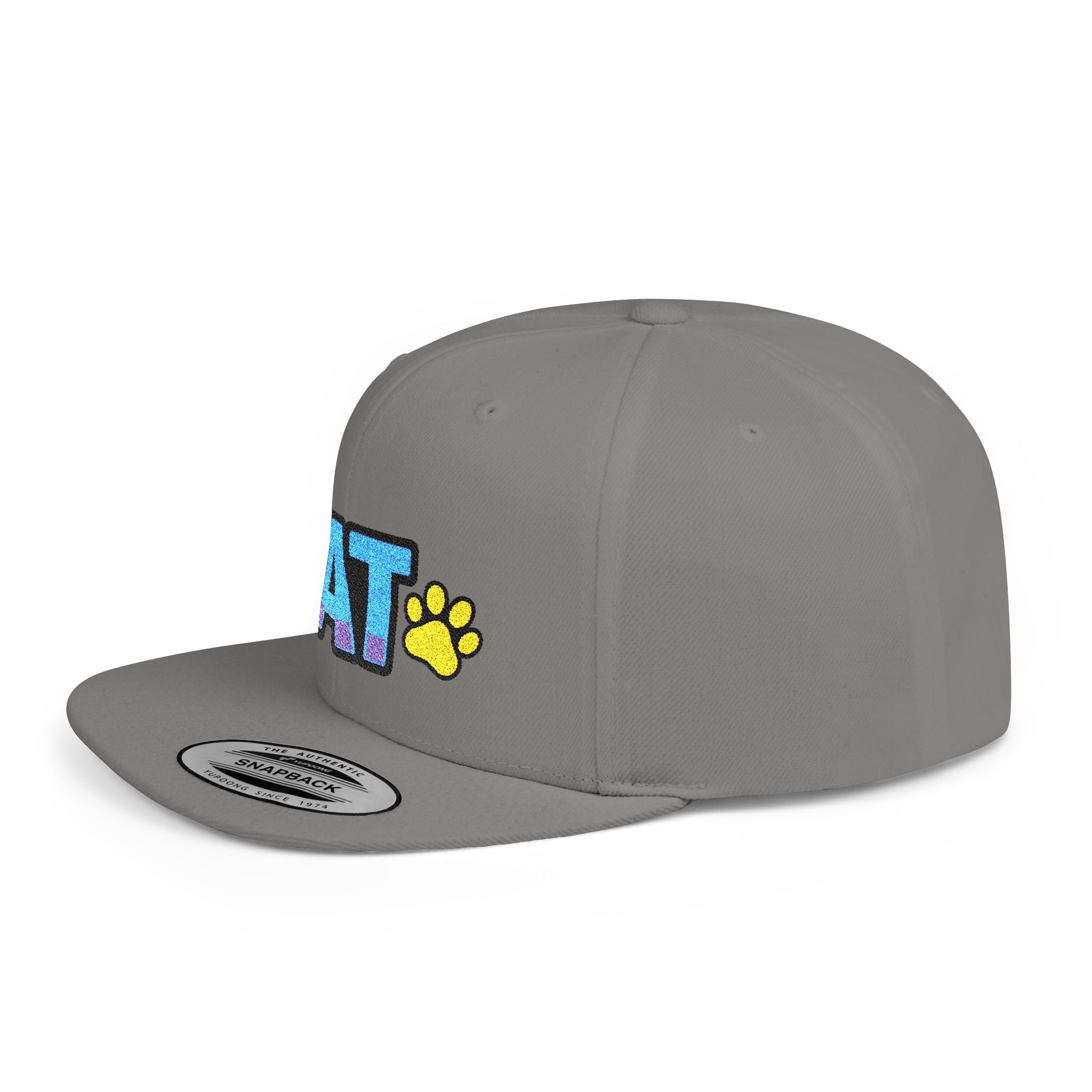 DJ Kat Paws Flat Bill Snapback Hat, Paw Print Cap for Music Lovers and Trendsetters