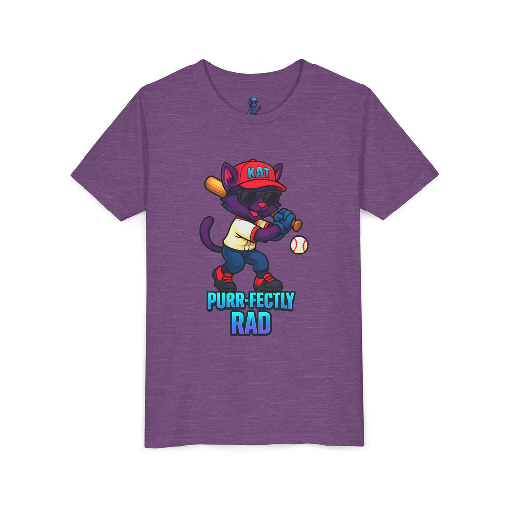 DJ KAT PAWS – Purr-fectly Rad Baseball Youth Tee | Fun Kids Graphic Shirt, Cool Cat Design, Perfect for Birthdays, Playdates & Sports Events