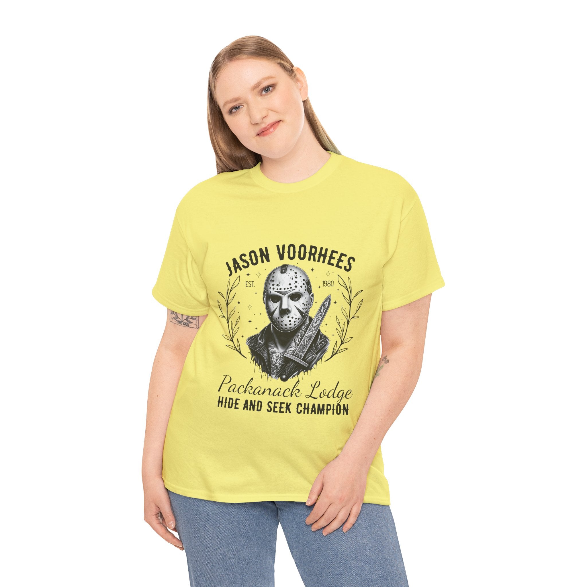 Jason Voorhees 'Hide and Seek Champion'  - Horror Graphic Tee, Unisex Cotton Shirt, Halloween Costume, Horror Movie Gift, Spooky T-Shirt, Horror Fan Apparel