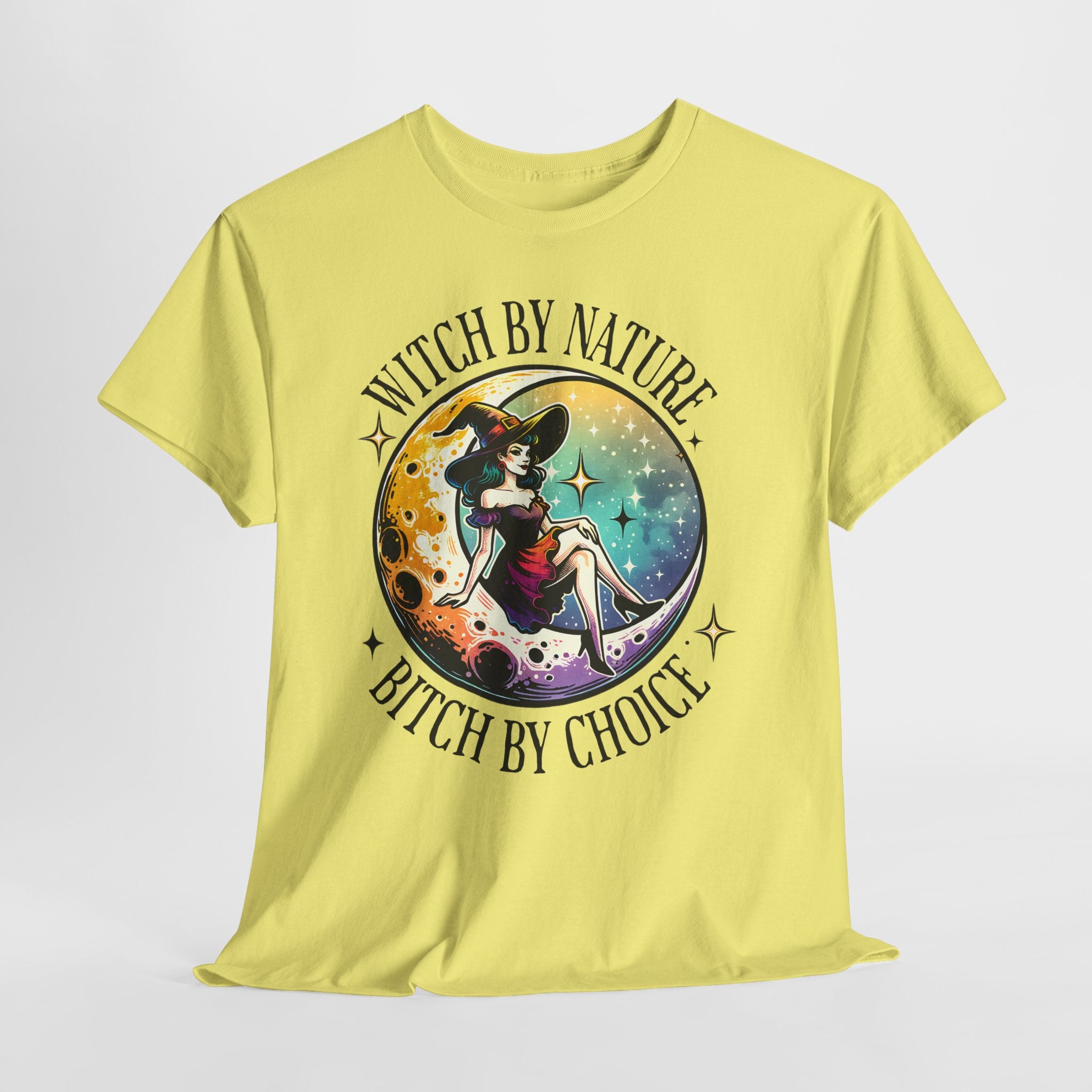 Witchy Cotton Tee - "Witch by Nature, Bitch by Choice" | Unisex Tee for Spooky Season, Boho Fashion, Festival Wear, Gift for Witches