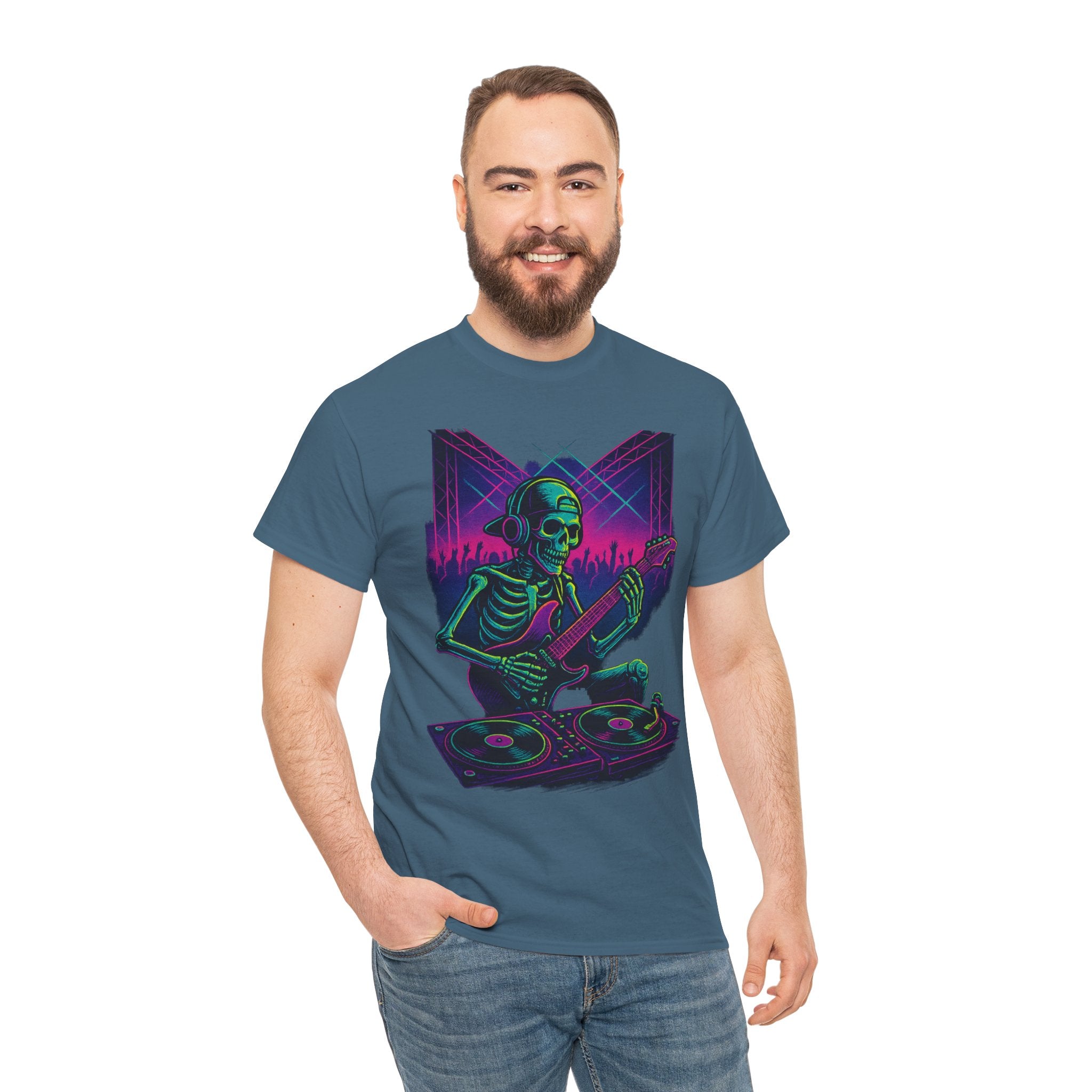 Bone Jams Rockin’ Skeleton, Tee | Loud Enough to Wake the Dead | Unisex Cotton Shirt for Music Lovers, Concerts, Halloween, Gifts