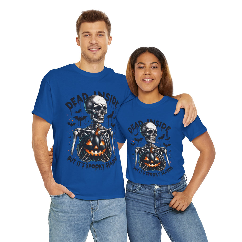 Dead Inside, Spooky Season Tee, Unisex Heavy Cotton T-Shirt, Halloween Shirt, Fun Casual Wear, Graphic Tee, Gift for Halloween Lovers