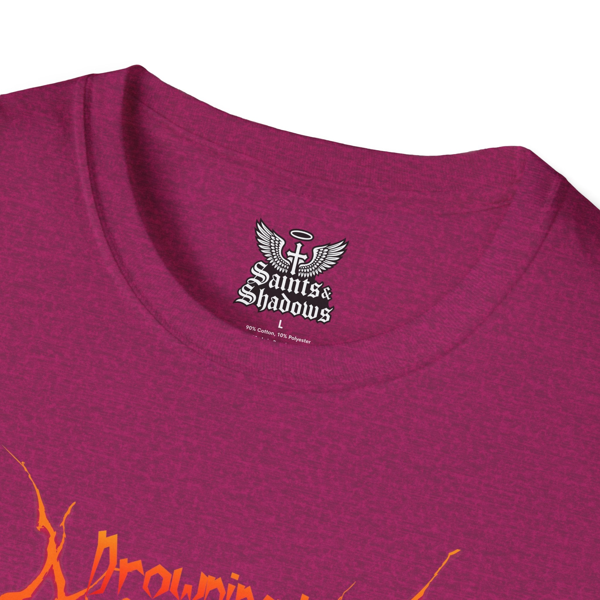 Saints and Shadows -Drowning In Anguish, Angelic Artwork Unisex Softstyle T-Shirt, Casual Wear