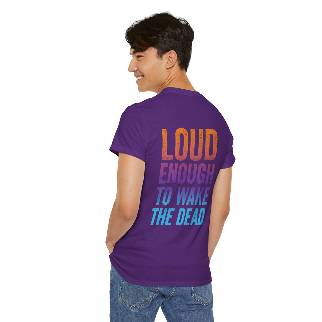 Bone Jams Rockin’ Skeleton, Tee | Loud Enough to Wake the Dead | Unisex Cotton Shirt for Music Lovers, Concerts, Halloween, Gifts