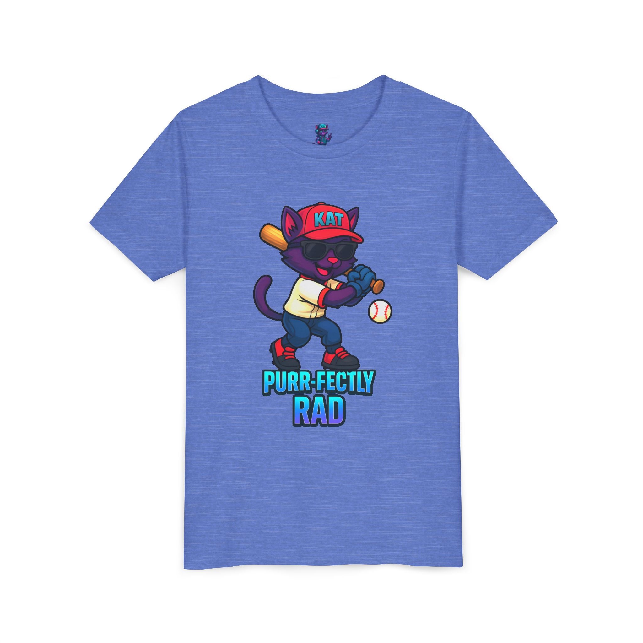 DJ KAT PAWS – Purr-fectly Rad Baseball Youth Tee | Fun Kids Graphic Shirt, Cool Cat Design, Perfect for Birthdays, Playdates & Sports Events