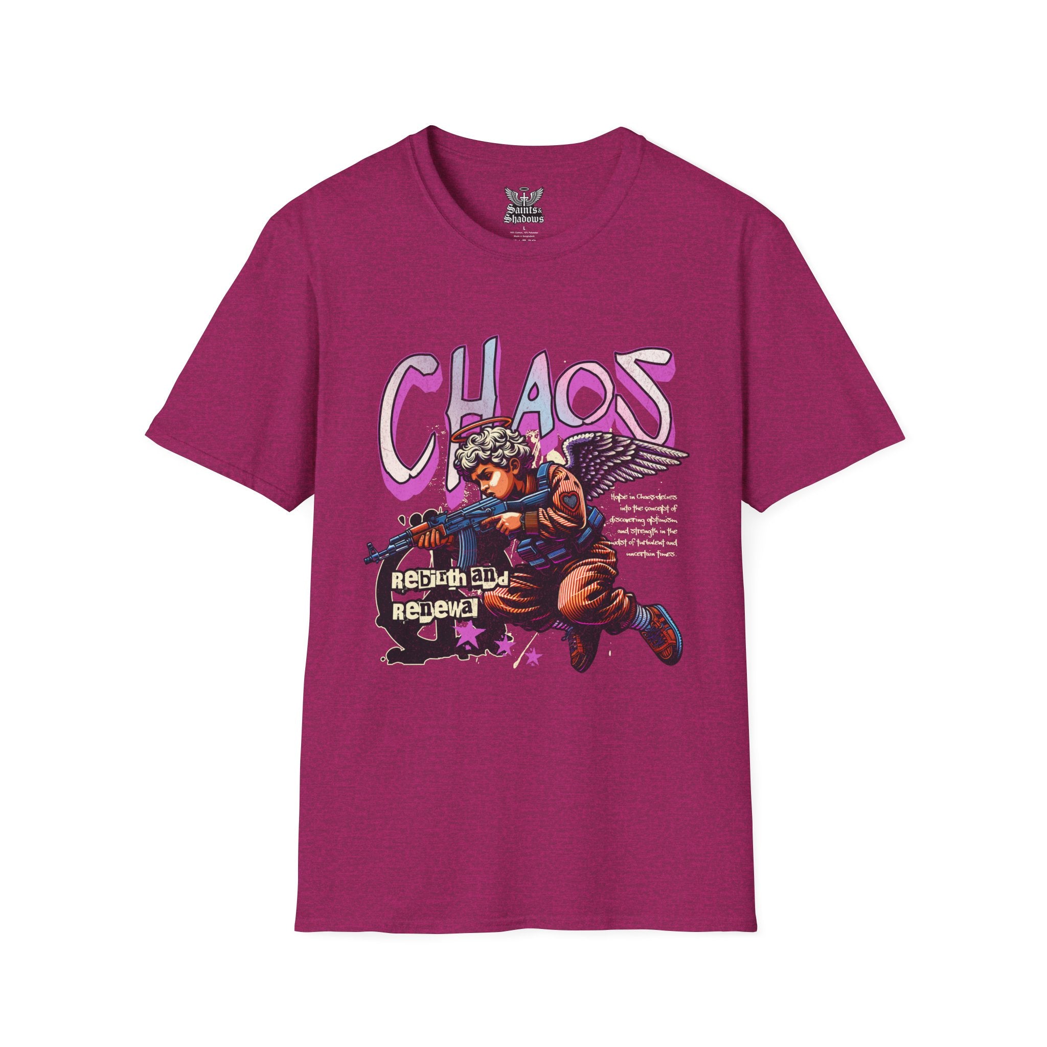 Saints and Shadows - Chaos, Angelic Artwork Unisex Softstyle T-Shirt, Casual Wear