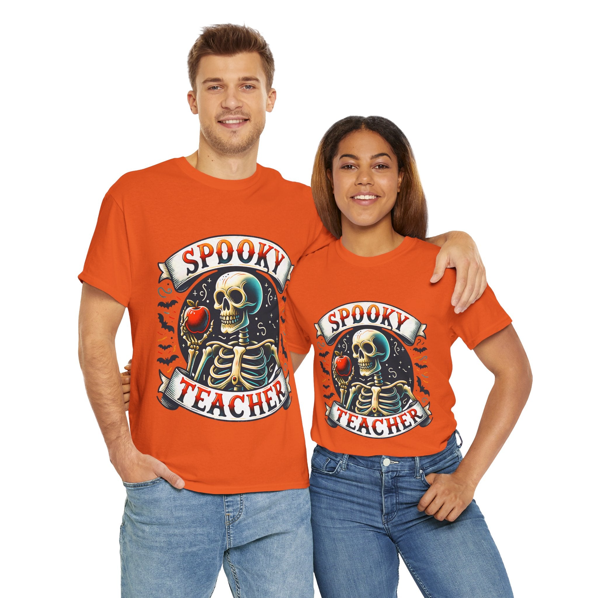 Spooky Teacher Tee, Halloween Shirt, Unisex Cotton T-Shirt, Funny Teacher Gift, Skeleton Design, Fall Apparel