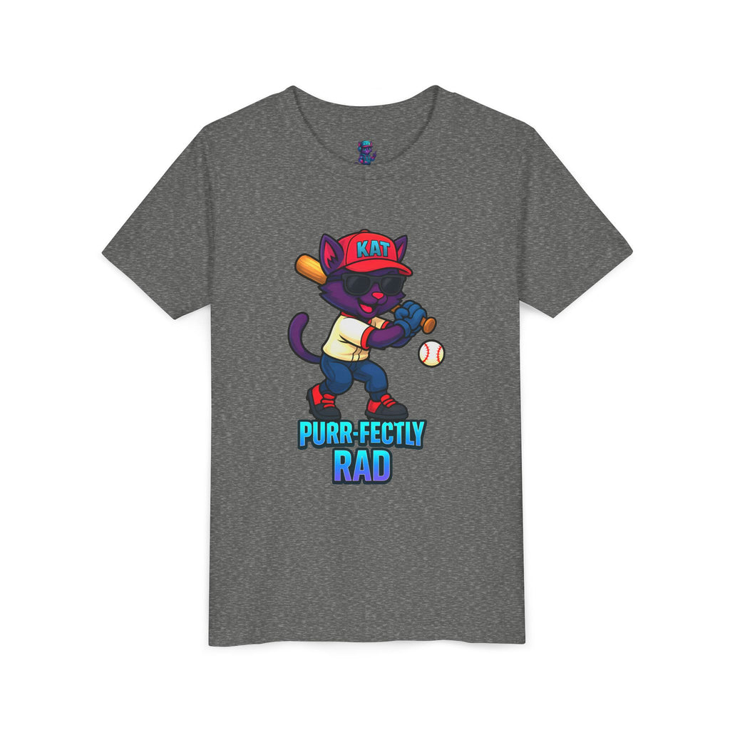 DJ KAT PAWS – Purr-fectly Rad Baseball Youth Tee | Fun Kids Graphic Shirt, Cool Cat Design, Perfect for Birthdays, Playdates & Sports Events
