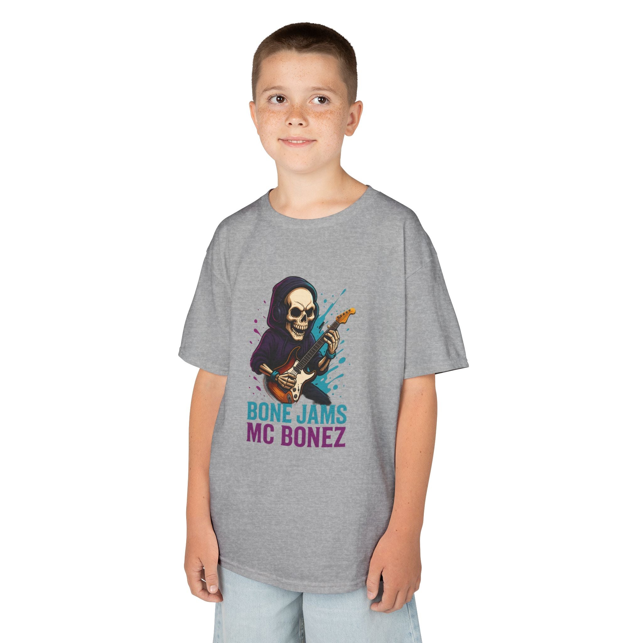 Bone Jams MC Bonez, Kids Tee | Guitar Edition | Cool Graphic Tee, Music Fan Shirt, Unique Gift for Young Musicians