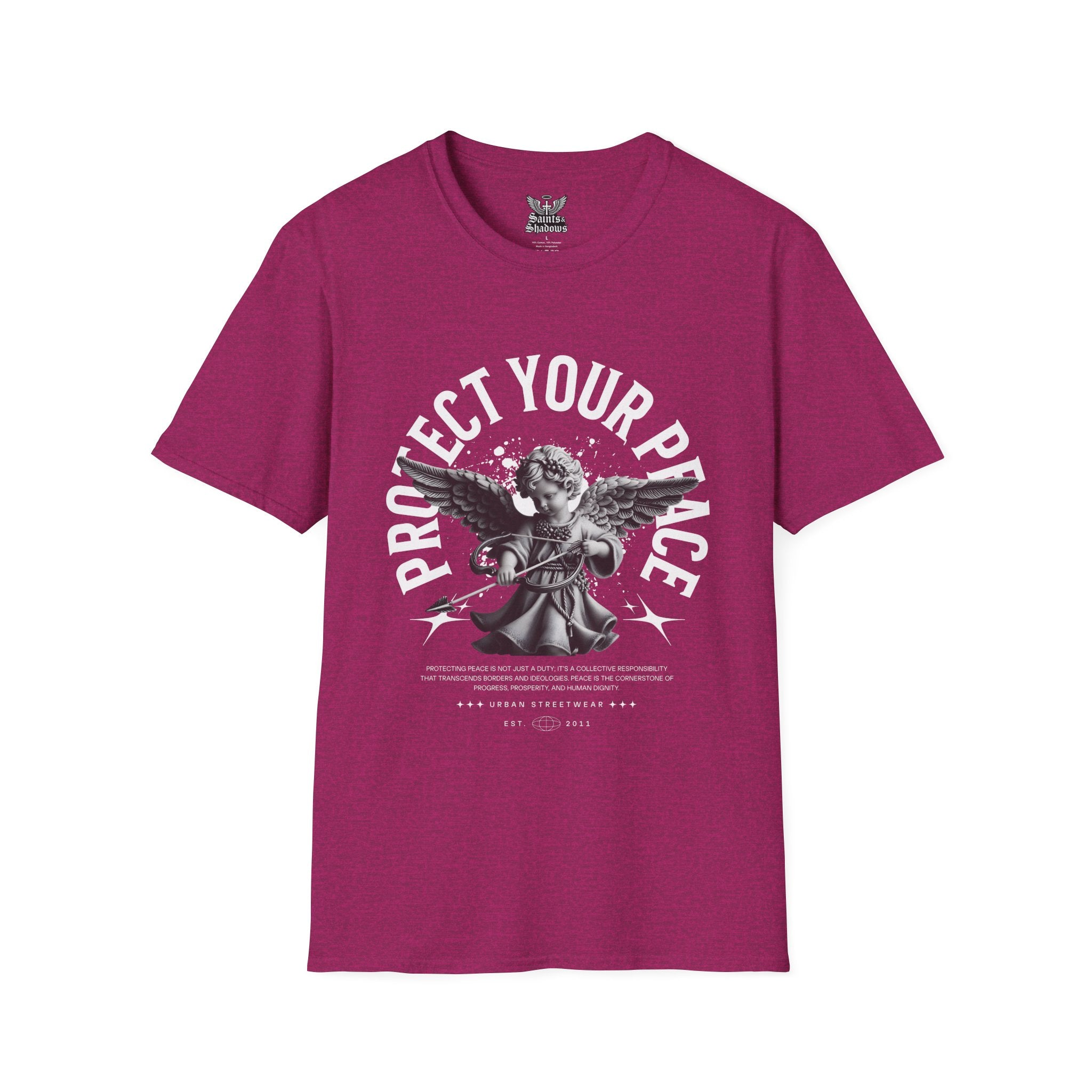 Saints and Shadows - Protect Your Peace, Angelic Artwork Unisex Softstyle T-Shirt, Casual Wear