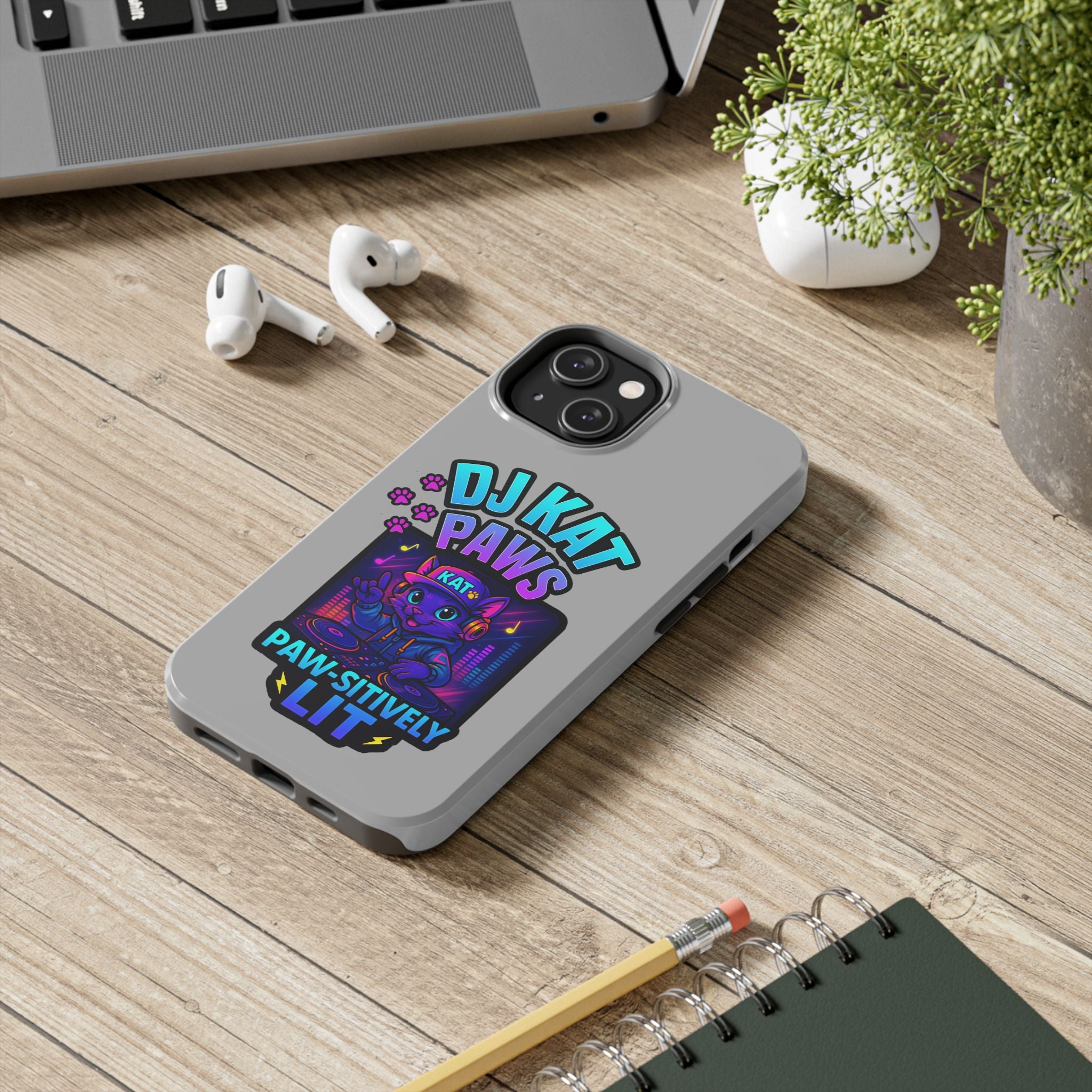DJ KAT PAWS - Paw-sitively LIT | Tough Phone Cases - Unique Gift for Cat Lovers, Funny Phone Accessory, Music Lover's Case, Pet Owner Present