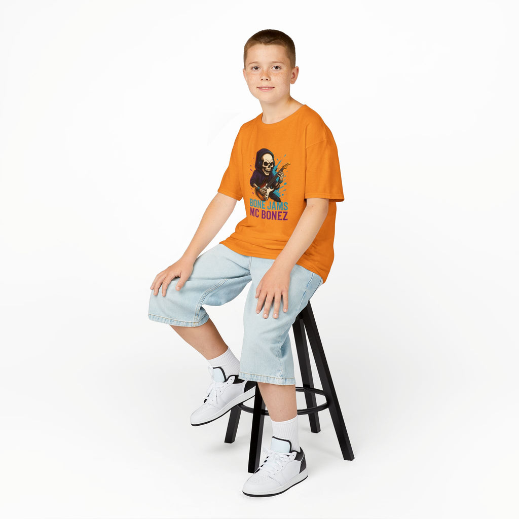 Bone Jams MC Bonez, Kids Tee | Guitar Edition | Cool Graphic Tee, Music Fan Shirt, Unique Gift for Young Musicians