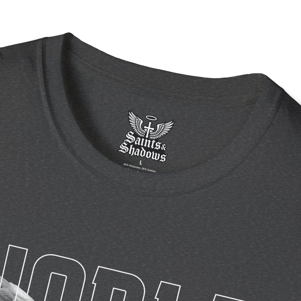 Saints and Shadows - Noble, Angelic Artwork Unisex Softstyle T-Shirt, Casual Wear