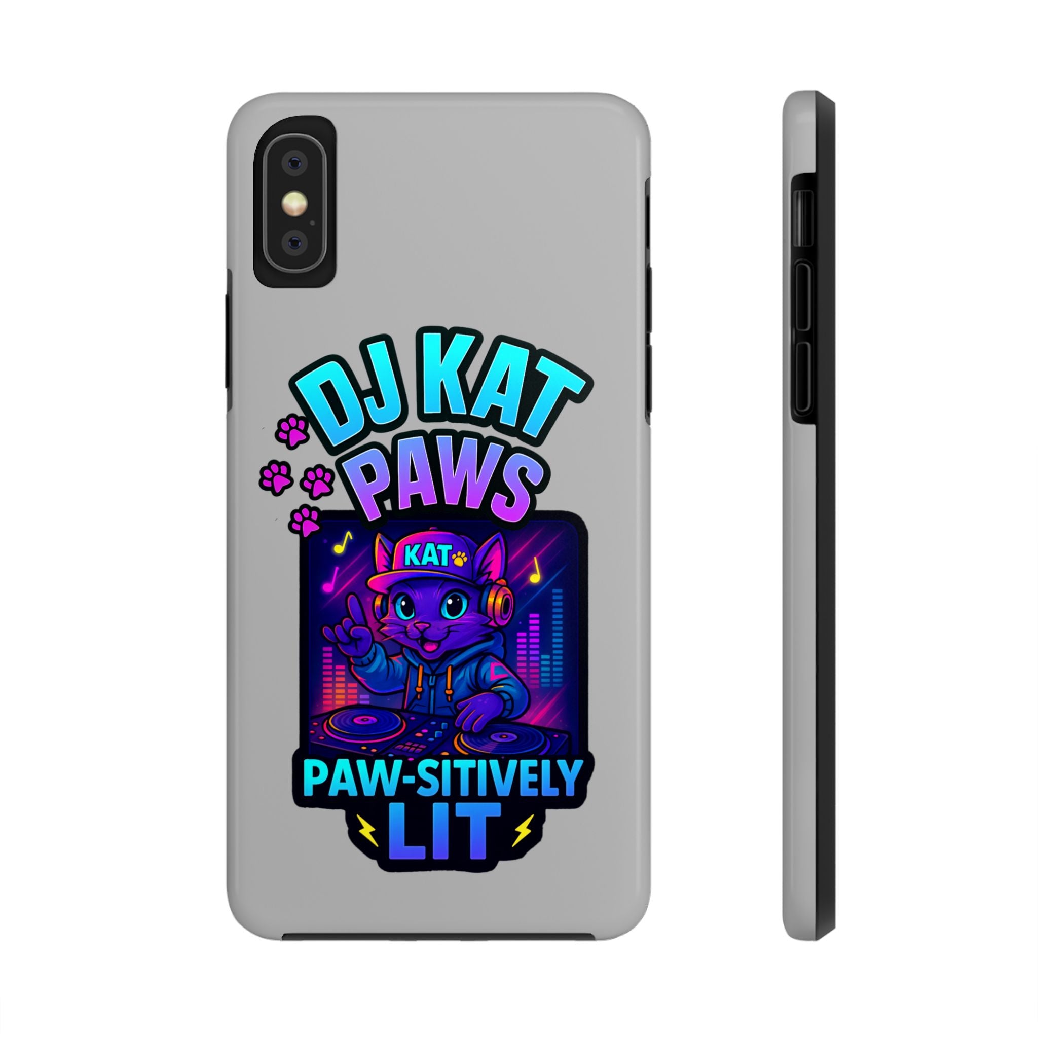 DJ KAT PAWS - Paw-sitively LIT | Tough Phone Cases - Unique Gift for Cat Lovers, Funny Phone Accessory, Music Lover's Case, Pet Owner Present