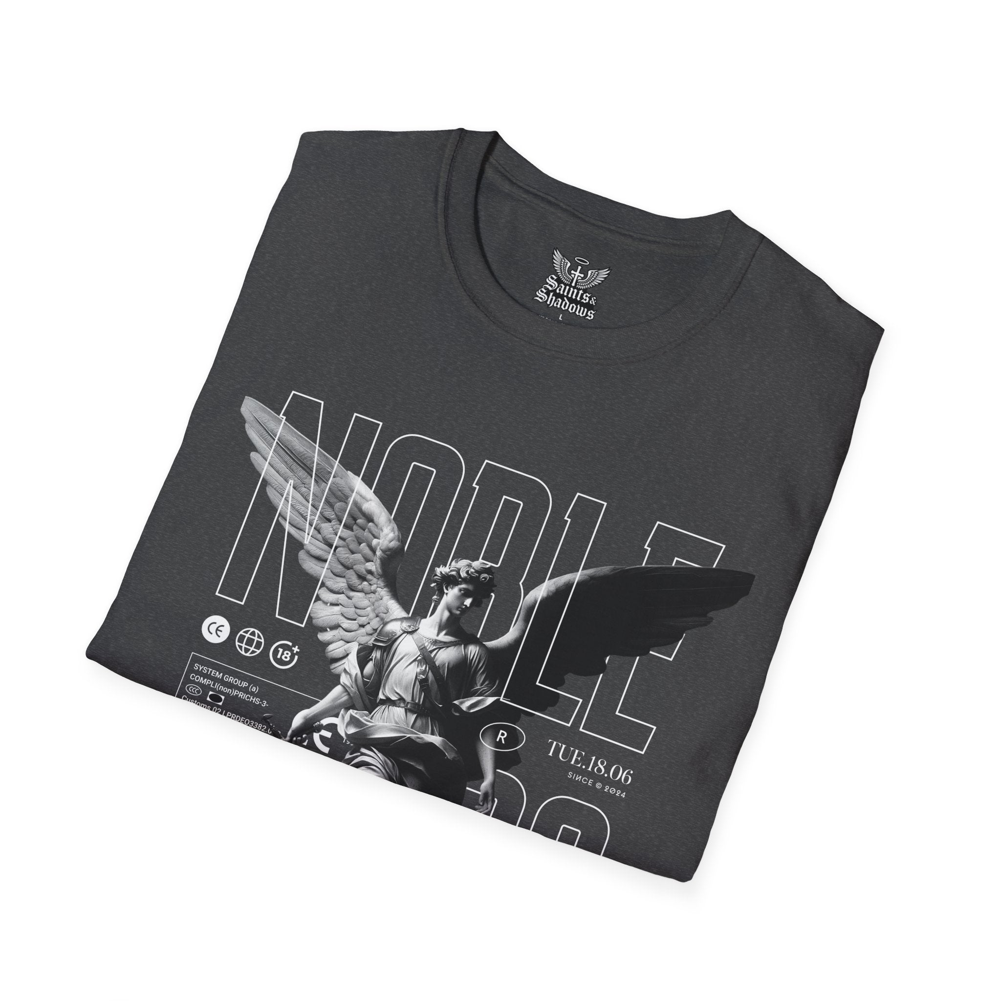 Saints and Shadows - Noble, Angelic Artwork Unisex Softstyle T-Shirt, Casual Wear