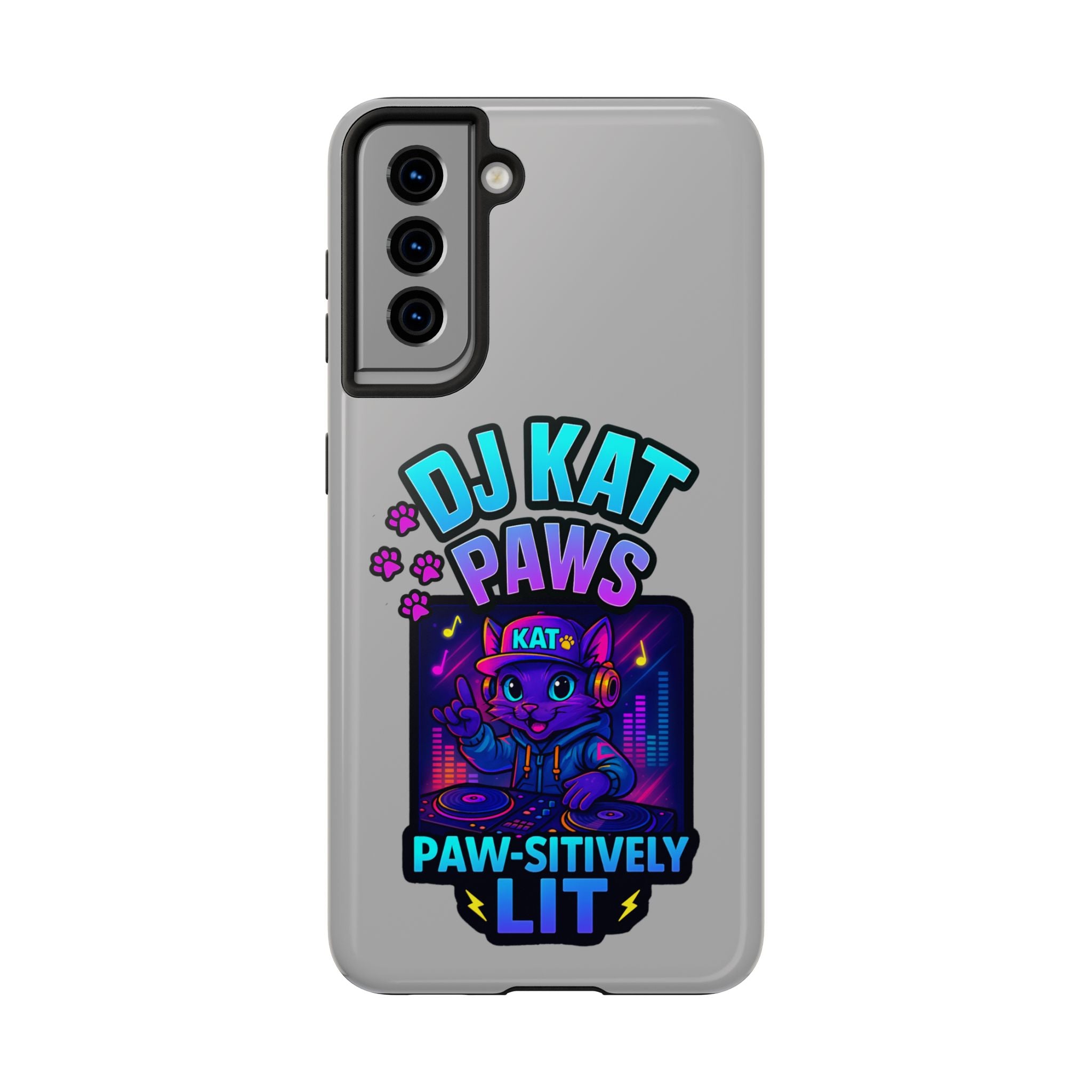 DJ KAT PAWS - Paw-sitively LIT | Tough Phone Cases - Unique Gift for Cat Lovers, Funny Phone Accessory, Music Lover's Case, Pet Owner Present