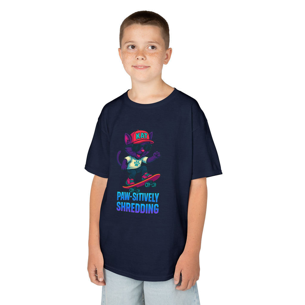 DJ KAT PAWS - Fun Skater Cat Design, Youth Summer T-Shirt, Cool Kids Apparel, Birthday Gift, Trendy Casual Wear