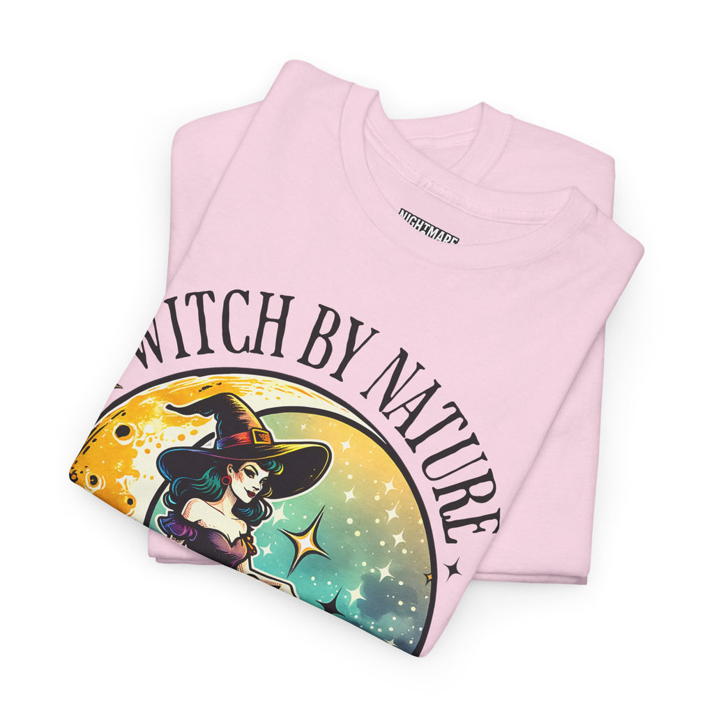 Witchy Cotton Tee - "Witch by Nature, Bitch by Choice" | Unisex Tee for Spooky Season, Boho Fashion, Festival Wear, Gift for Witches