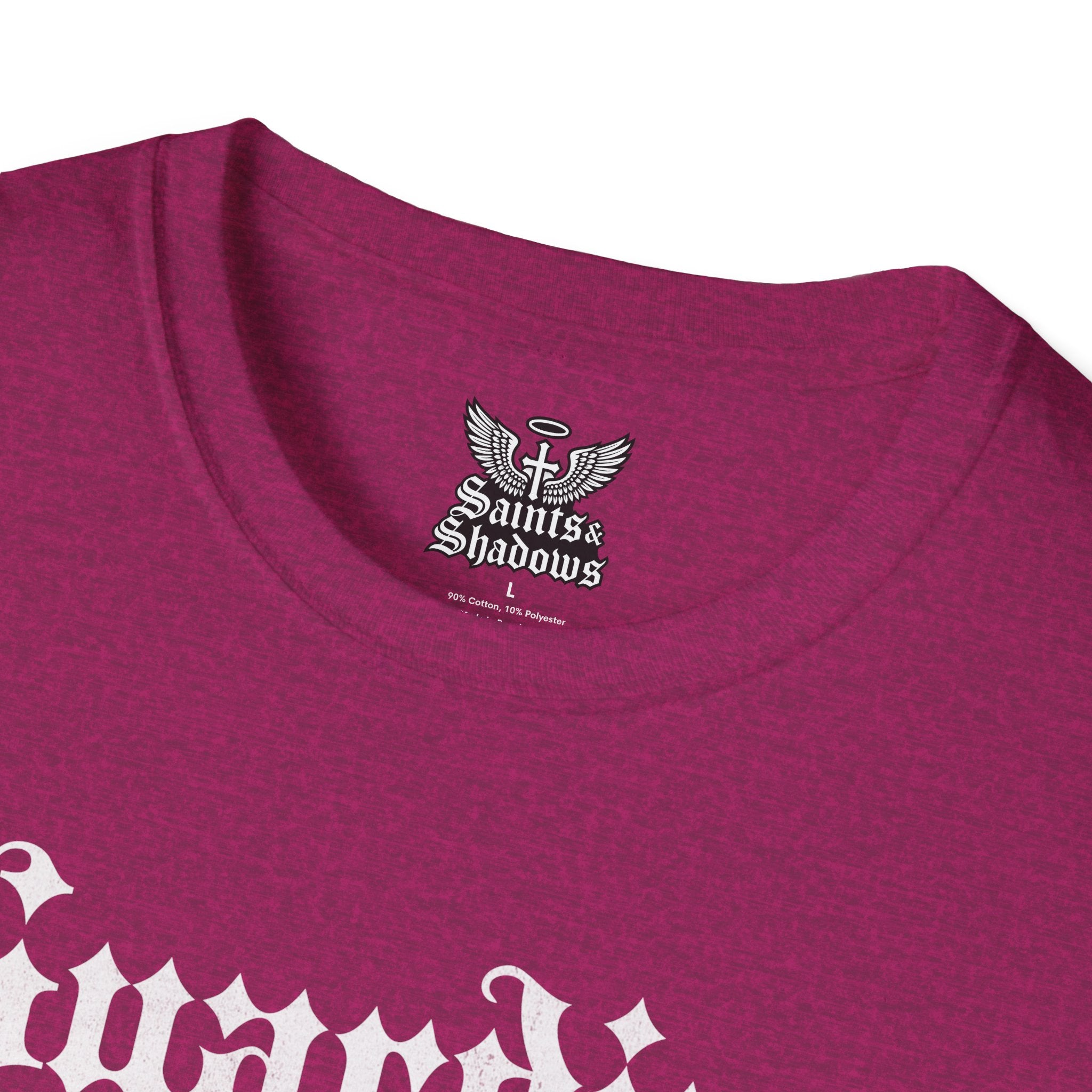 Saints and Shadows - Guardian of the Skyline, Angelic Artwork Unisex Softstyle T-Shirt, Casual Wear