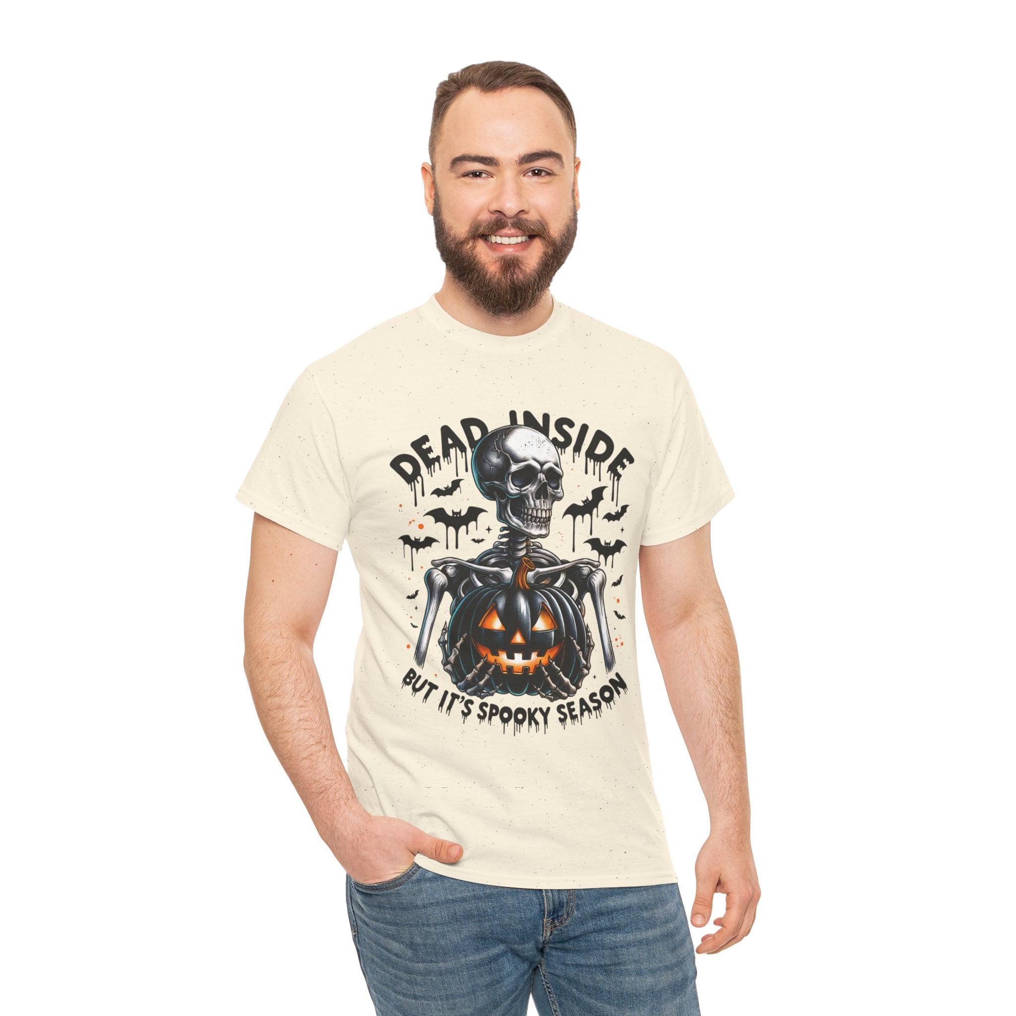 Dead Inside, Spooky Season Tee, Unisex Heavy Cotton T-Shirt, Halloween Shirt, Fun Casual Wear, Graphic Tee, Gift for Halloween Lovers