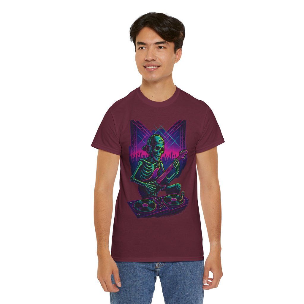 Bone Jams Rockin’ Skeleton, Tee | Loud Enough to Wake the Dead | Unisex Cotton Shirt for Music Lovers, Concerts, Halloween, Gifts