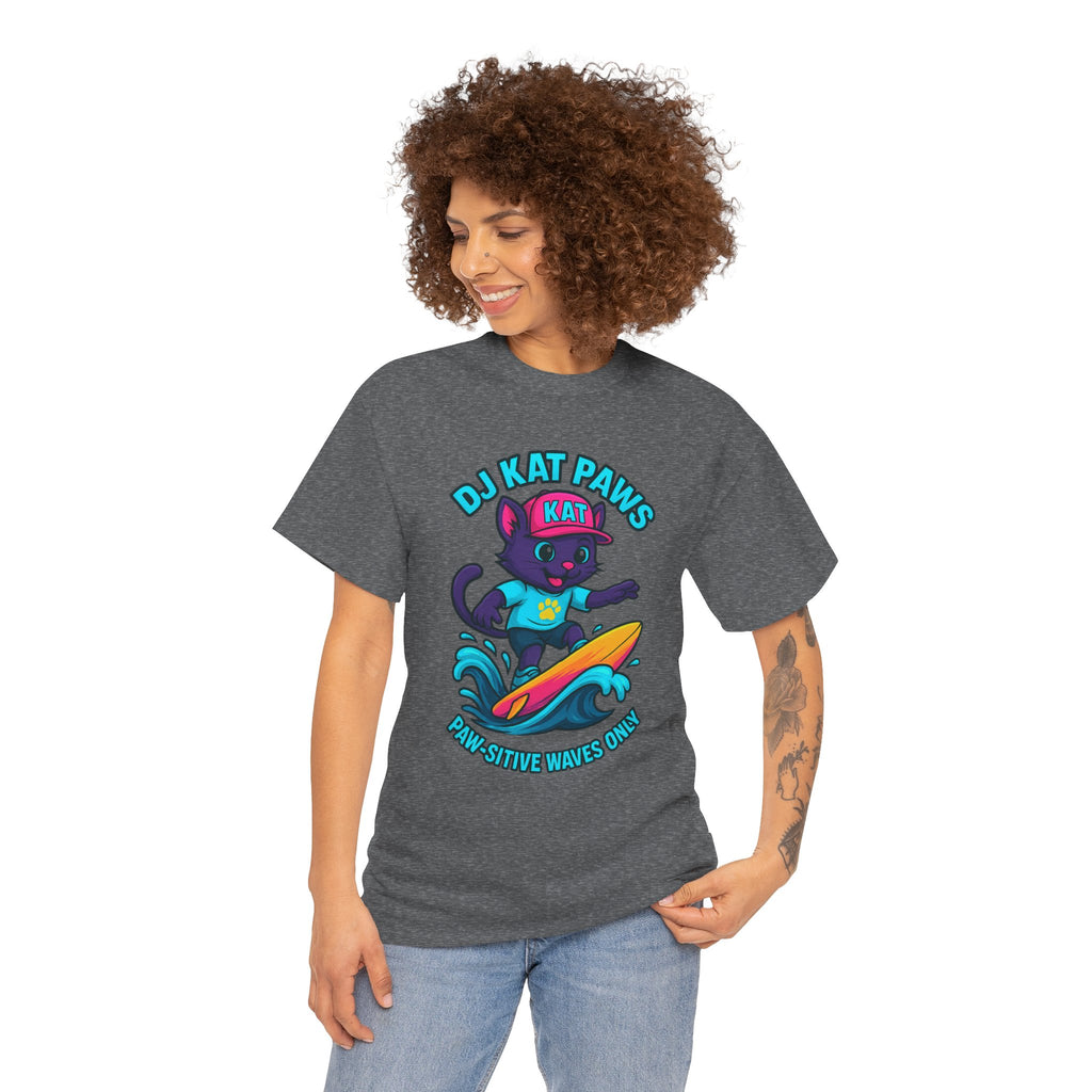 DJ KAT PAWS Paw-sitive Waves Only Surfing Tee