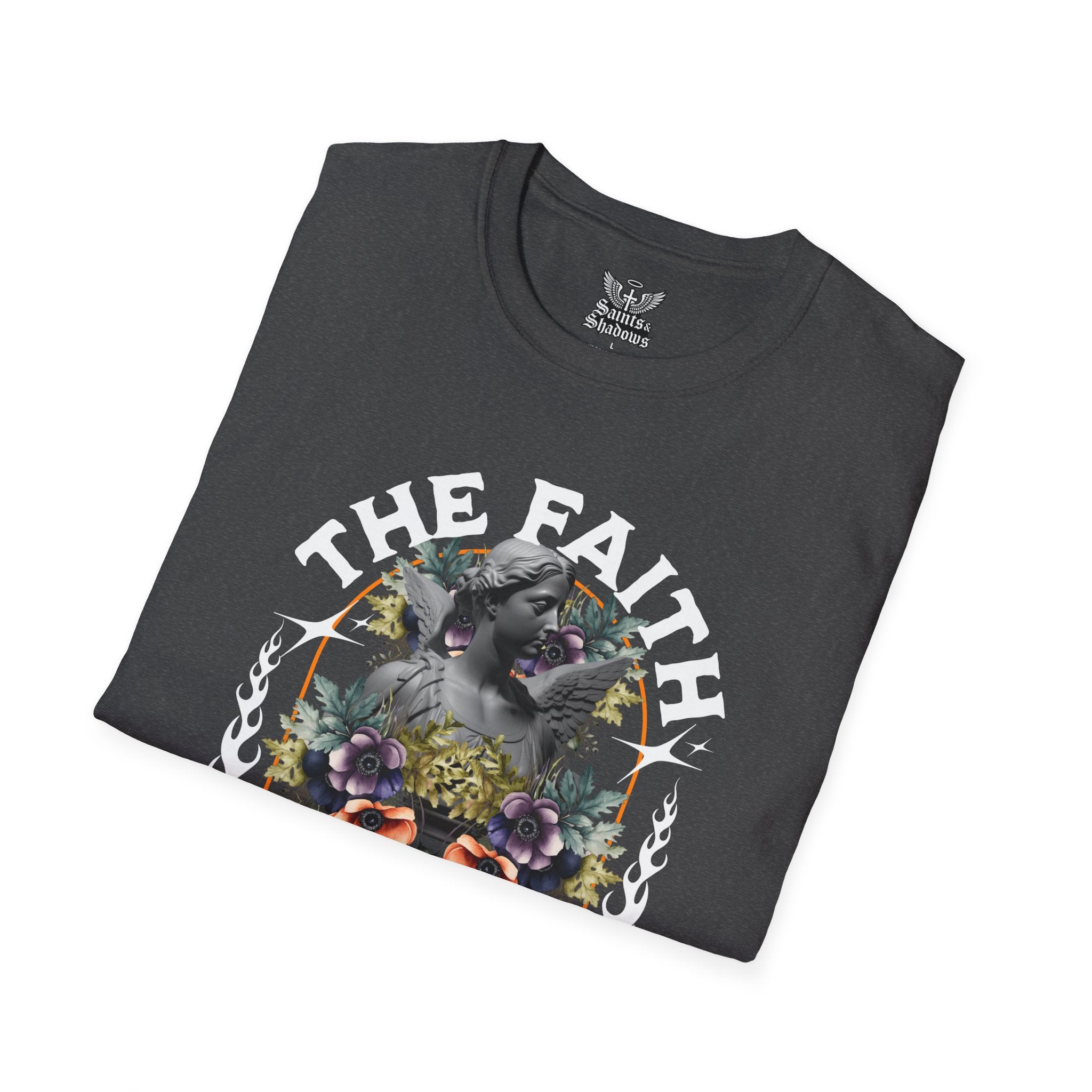 Saints and Shadows - The Faith Never Fail, Angelic Artwork Unisex Softstyle T-Shirt, Casual Wear