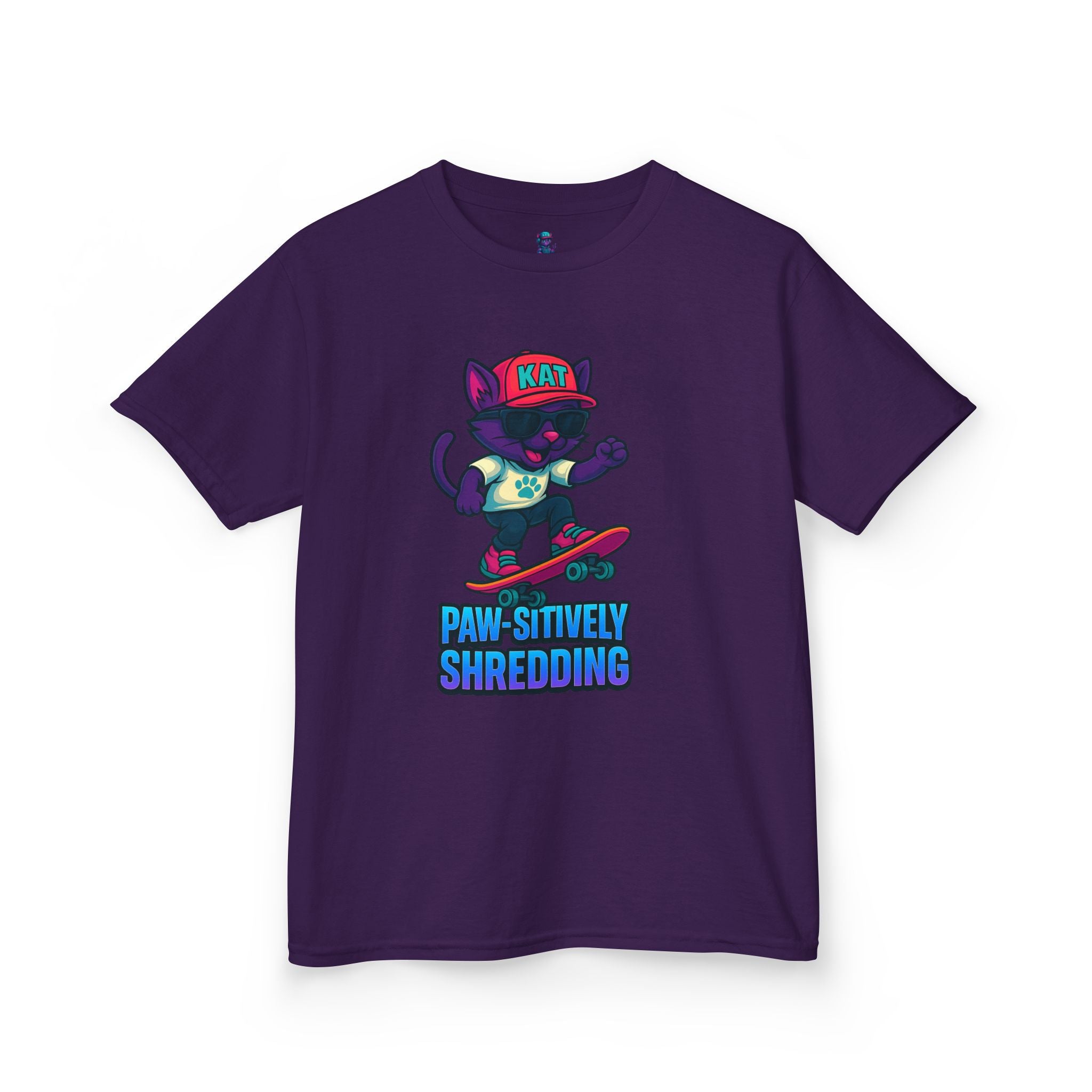 DJ KAT PAWS - Fun Skater Cat Design, Youth Summer T-Shirt, Cool Kids Apparel, Birthday Gift, Trendy Casual Wear