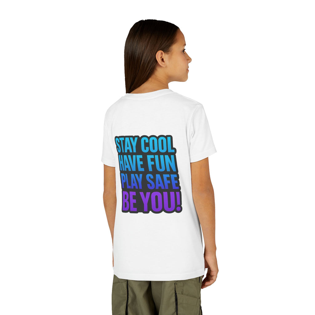 DJ KAT PAWS Paw-Sitive Waves Only, Youth Tee | Kids Surfing T-Shirt, Fun Cat Graphic Top, Summer Apparel, Gifts for Animal Lovers
