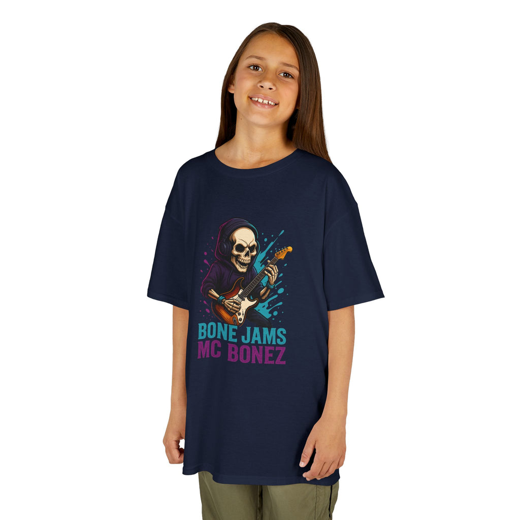 Bone Jams MC Bonez, Kids Tee | Guitar Edition | Cool Graphic Tee, Music Fan Shirt, Unique Gift for Young Musicians
