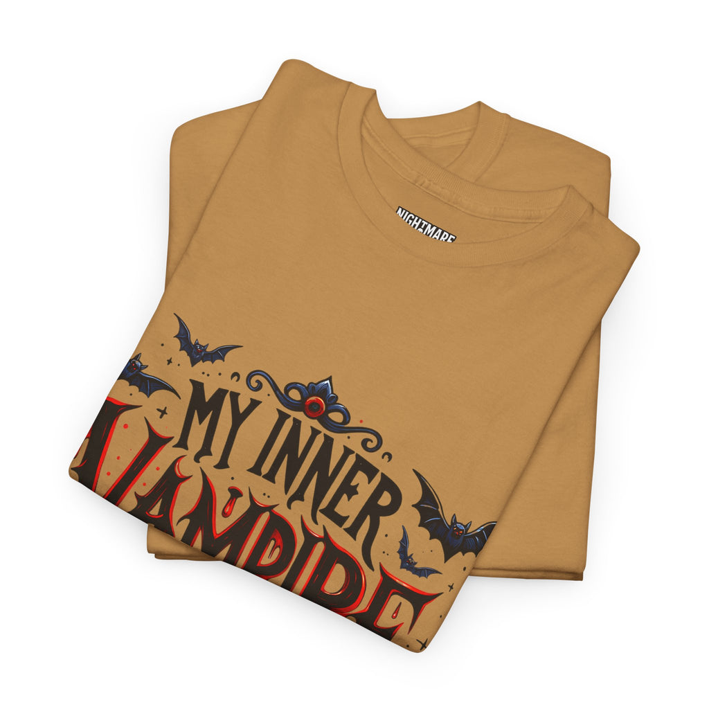 My Inner Vampire Hates Mornings, Tee - Unisex Heavy Cotton Shirt for Halloween, Gifts, Casual Wear, Funny T-Shirt, Vampire Lover Apparel