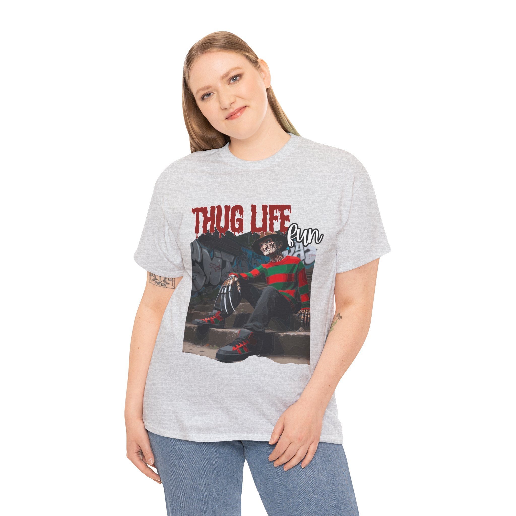 Freddie Kruger, Thug Life Tee - Horror Graphic Tee, Unisex Cotton Shirt, Halloween Costume, Horror Movie Gift