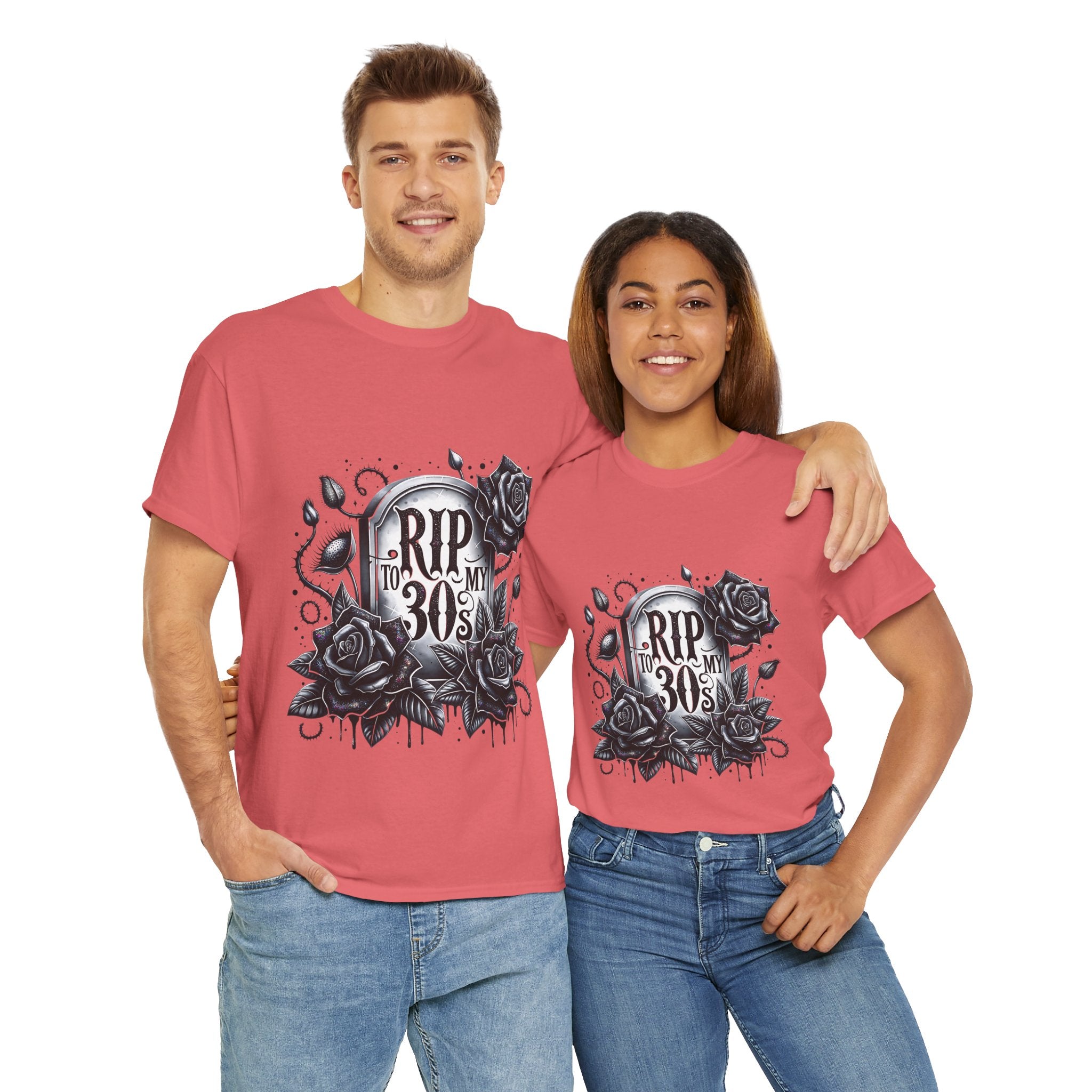 RIP to My 30s, Heavy, Unisex Graphic Shirt, Birthday Gift, Casual Wear, Vintage Style, Floral Design T-shirt