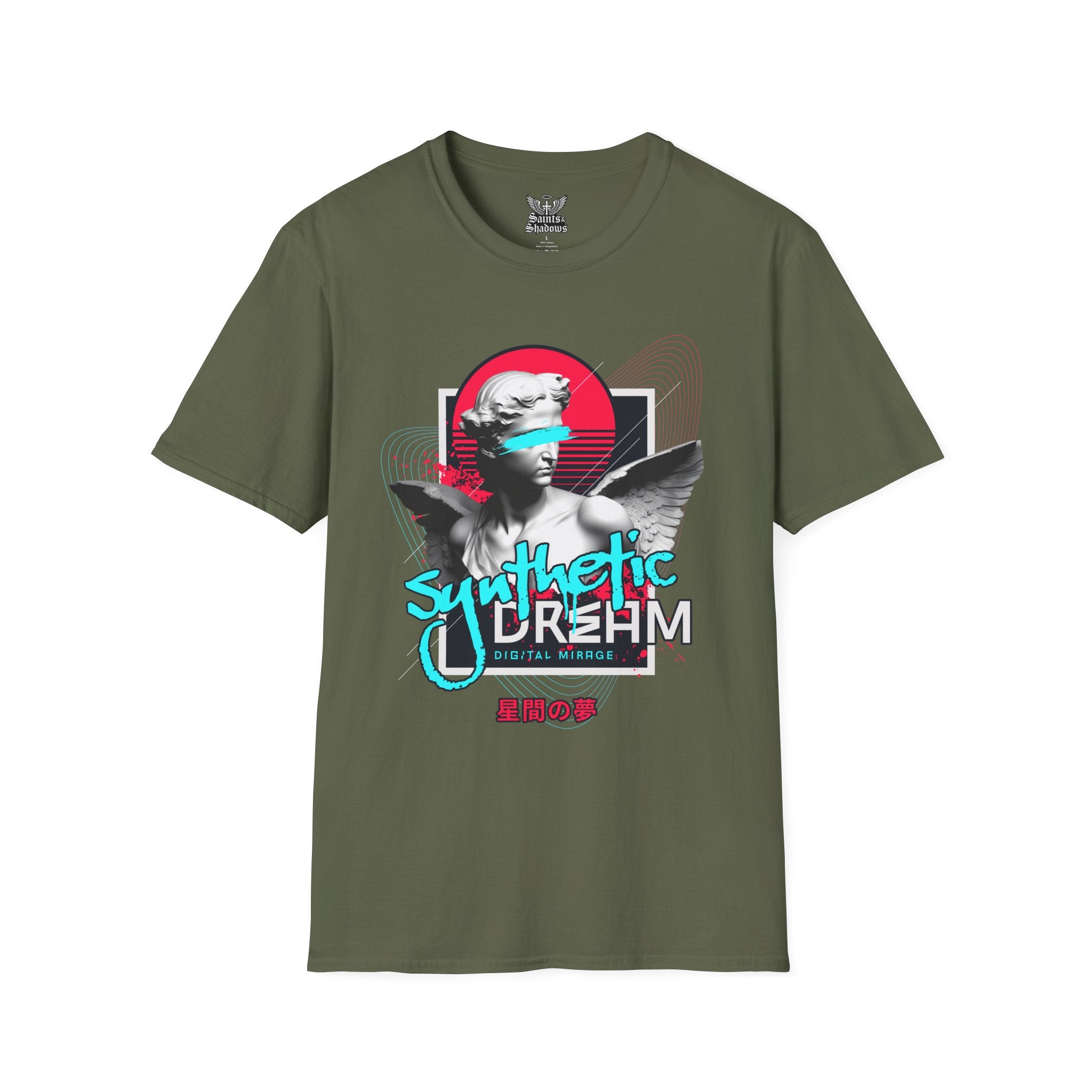 Saints and Shadows - Synthetic Dream, Angelic Artwork Unisex Softstyle T-Shirt, Casual Wear