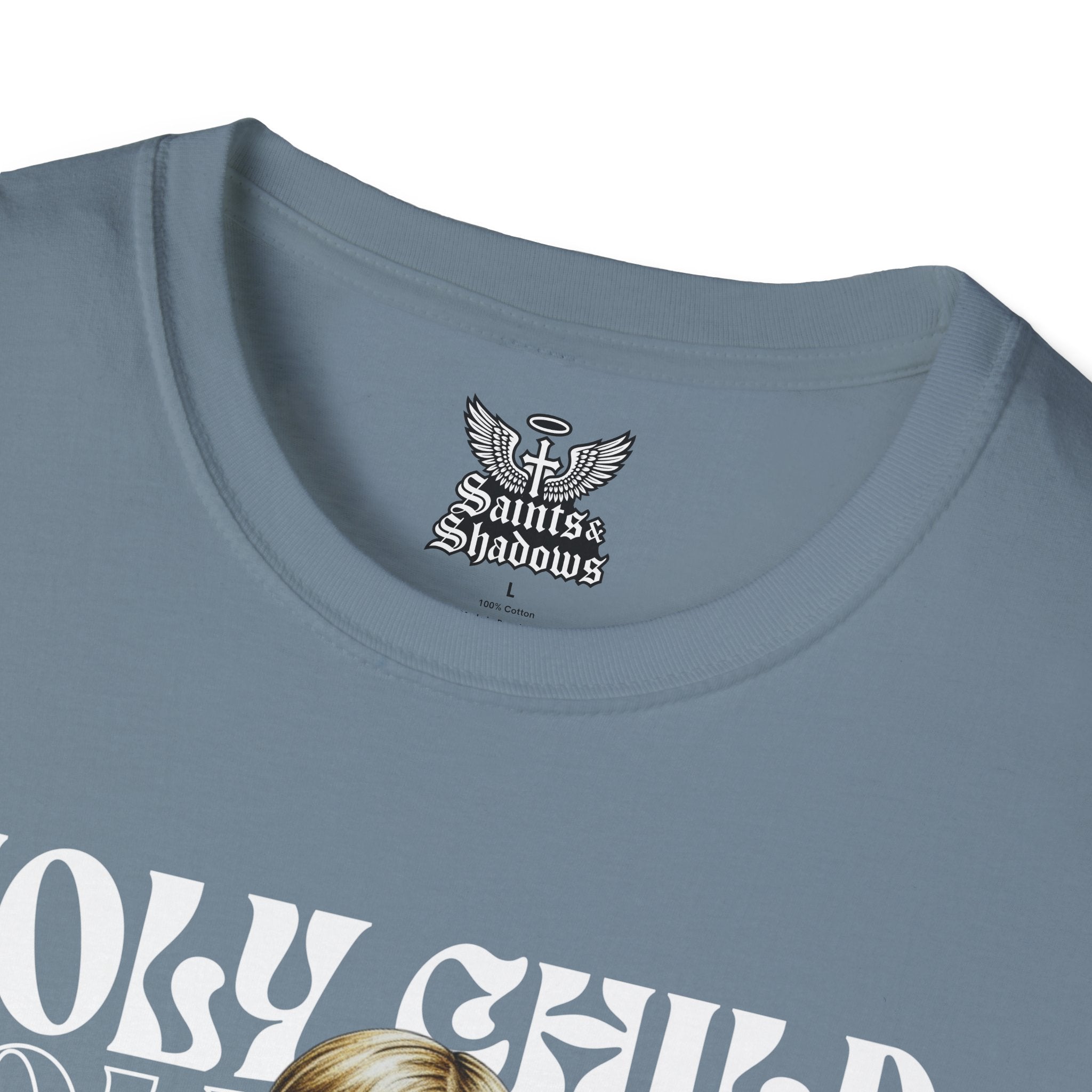 Saints and Shadows - Holy Child, Angelic Artwork Unisex Softstyle T-Shirt, Casual Wear