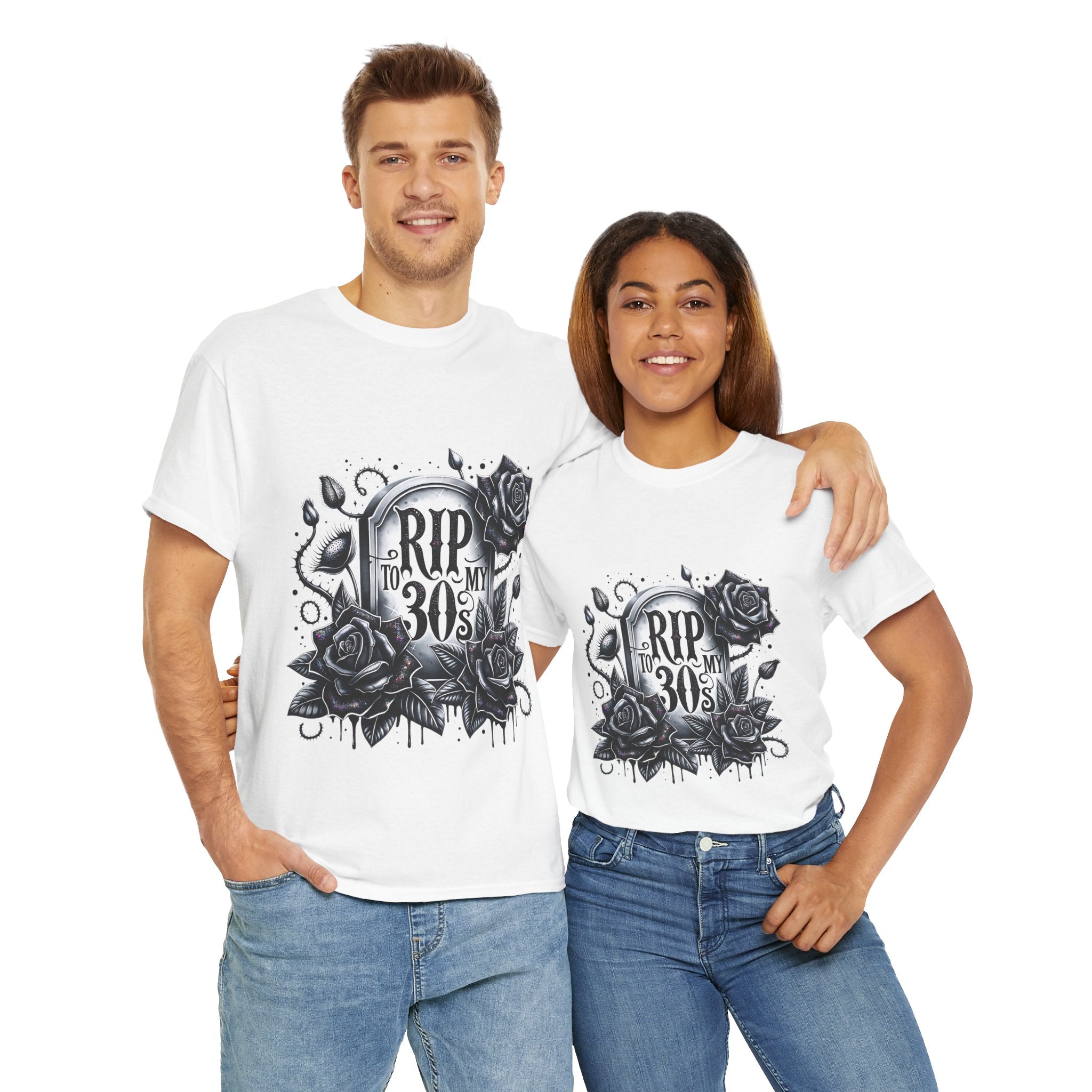 RIP to My 30s, Heavy, Unisex Graphic Shirt, Birthday Gift, Casual Wear, Vintage Style, Floral Design T-shirt
