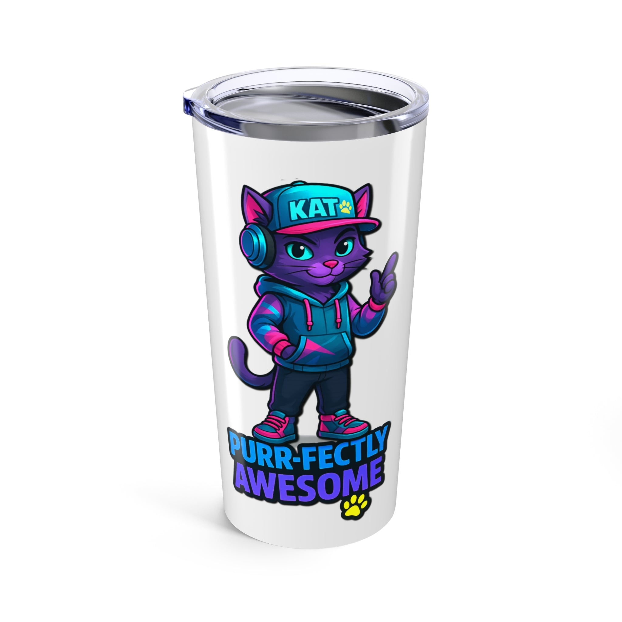 DJ KAT PAWS - Purr-fectly Awesome Tumbler | 20oz Insulated Travel Mug
