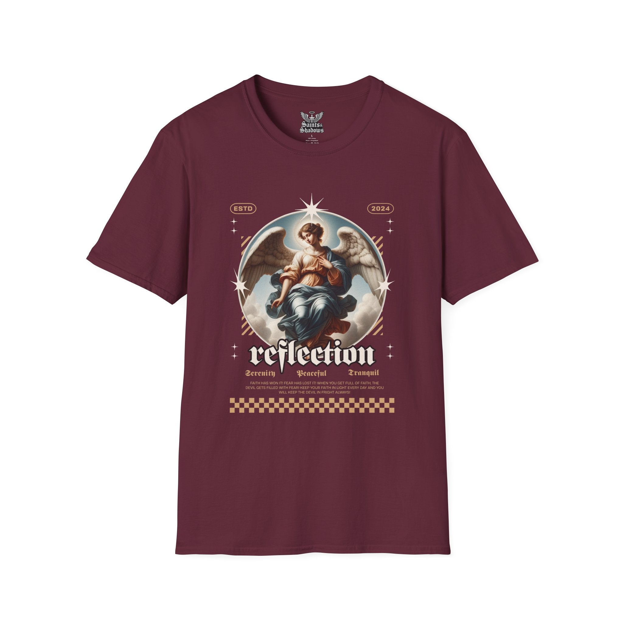 Saints and Shadows - Reflection, Angelic Artwork Unisex Softstyle T-Shirt, Casual Wear