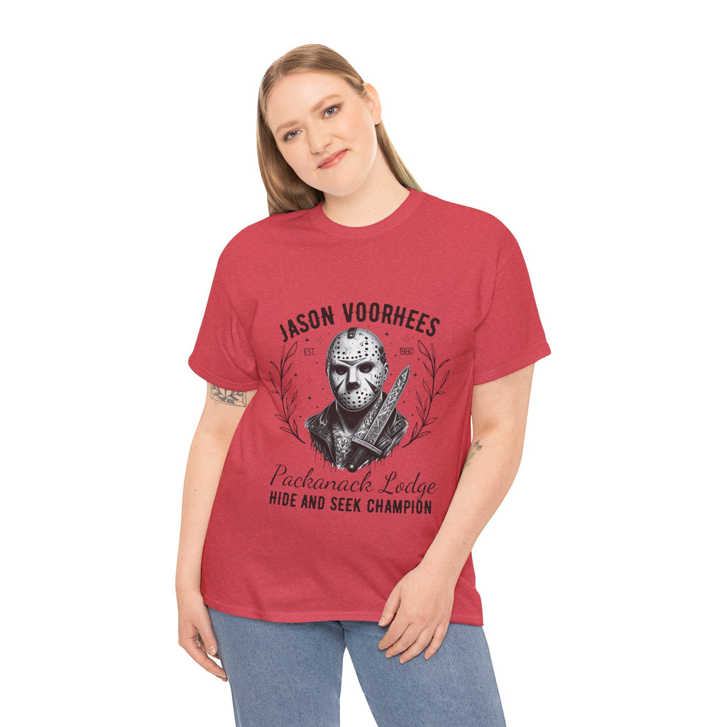 Jason Voorhees 'Hide and Seek Champion'  - Horror Graphic Tee, Unisex Cotton Shirt, Halloween Costume, Horror Movie Gift, Spooky T-Shirt, Horror Fan Apparel