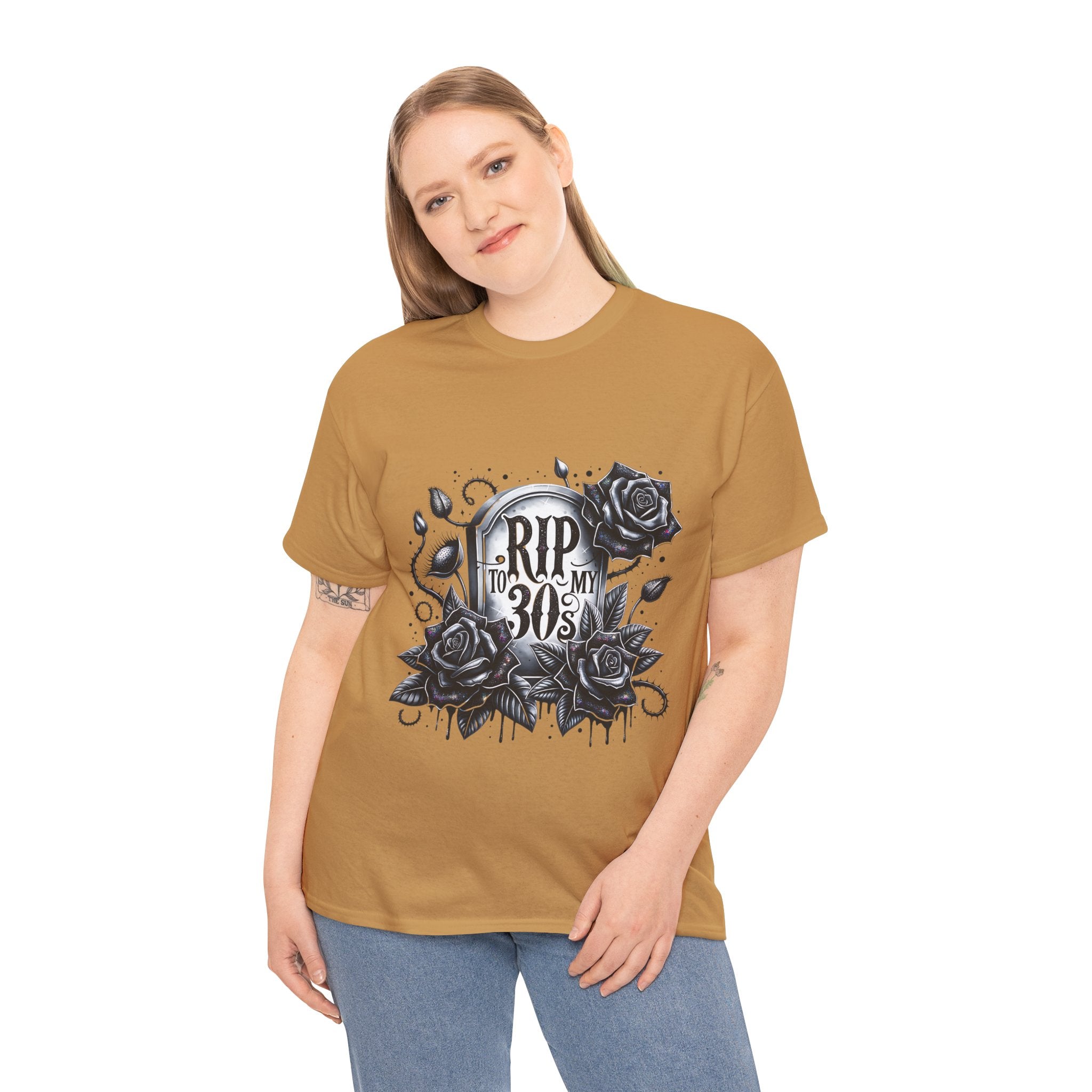 RIP to My 30s, Heavy, Unisex Graphic Shirt, Birthday Gift, Casual Wear, Vintage Style, Floral Design T-shirt