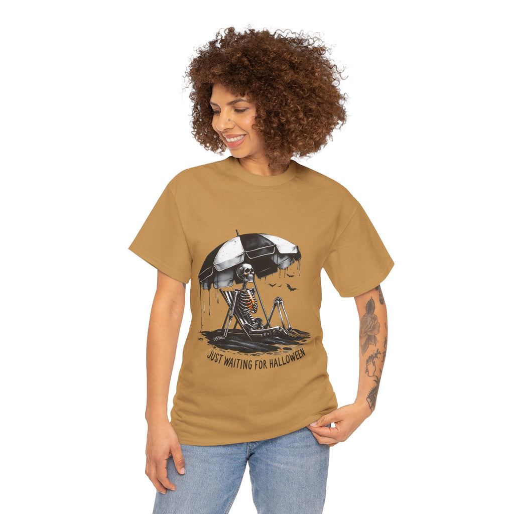Just Waiting for Halloween, Heavy, Unisex Graphic Shirt, Birthday Gift, Casual Wear, Vintage Style, Floral Design T-shirt