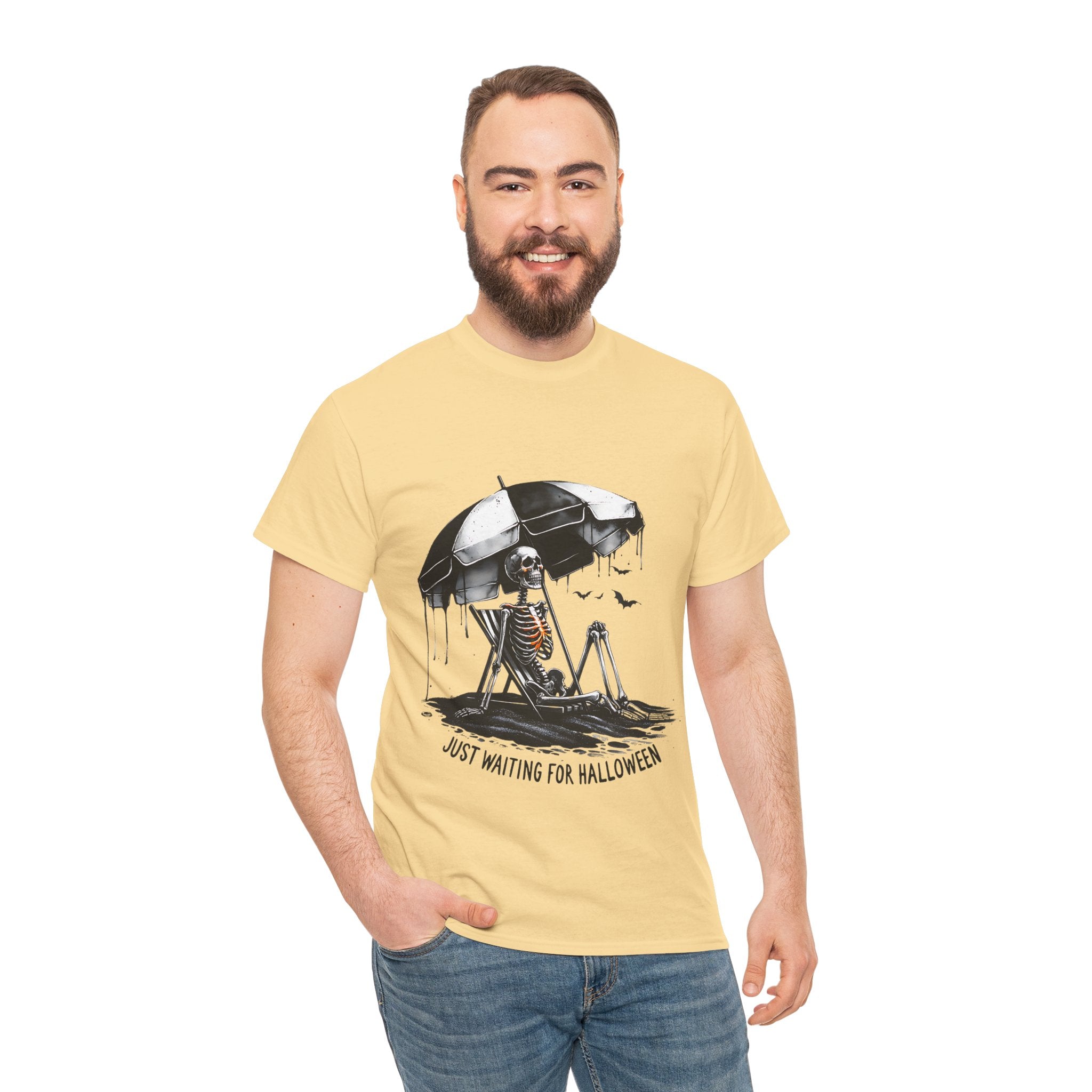Just Waiting for Halloween, Heavy, Unisex Graphic Shirt, Birthday Gift, Casual Wear, Vintage Style, Floral Design T-shirt