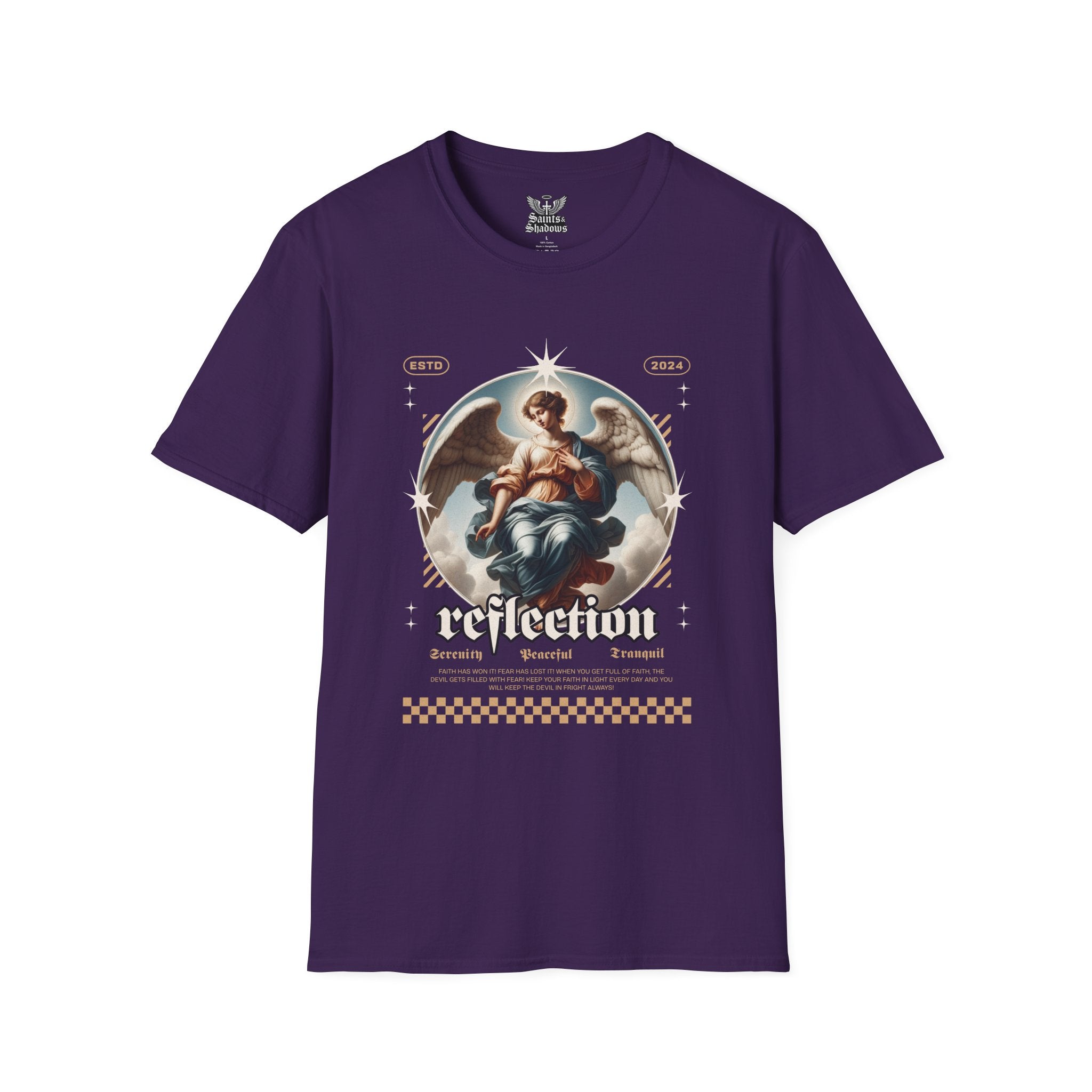 Saints and Shadows - Reflection, Angelic Artwork Unisex Softstyle T-Shirt, Casual Wear