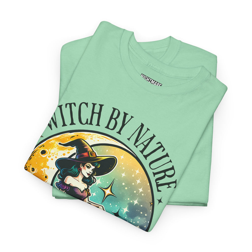 Witchy Cotton Tee - "Witch by Nature, Bitch by Choice" | Unisex Tee for Spooky Season, Boho Fashion, Festival Wear, Gift for Witches