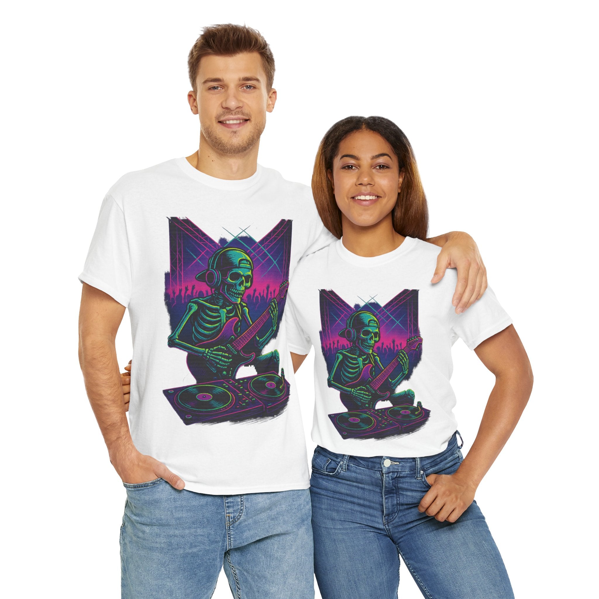 Bone Jams Rockin’ Skeleton, Tee | Loud Enough to Wake the Dead | Unisex Cotton Shirt for Music Lovers, Concerts, Halloween, Gifts
