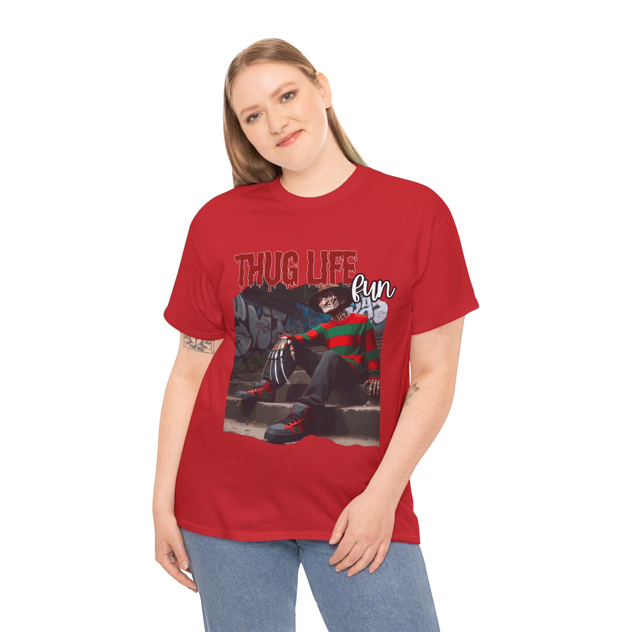 Freddie Kruger, Thug Life Tee - Horror Graphic Tee, Unisex Cotton Shirt, Halloween Costume, Horror Movie Gift